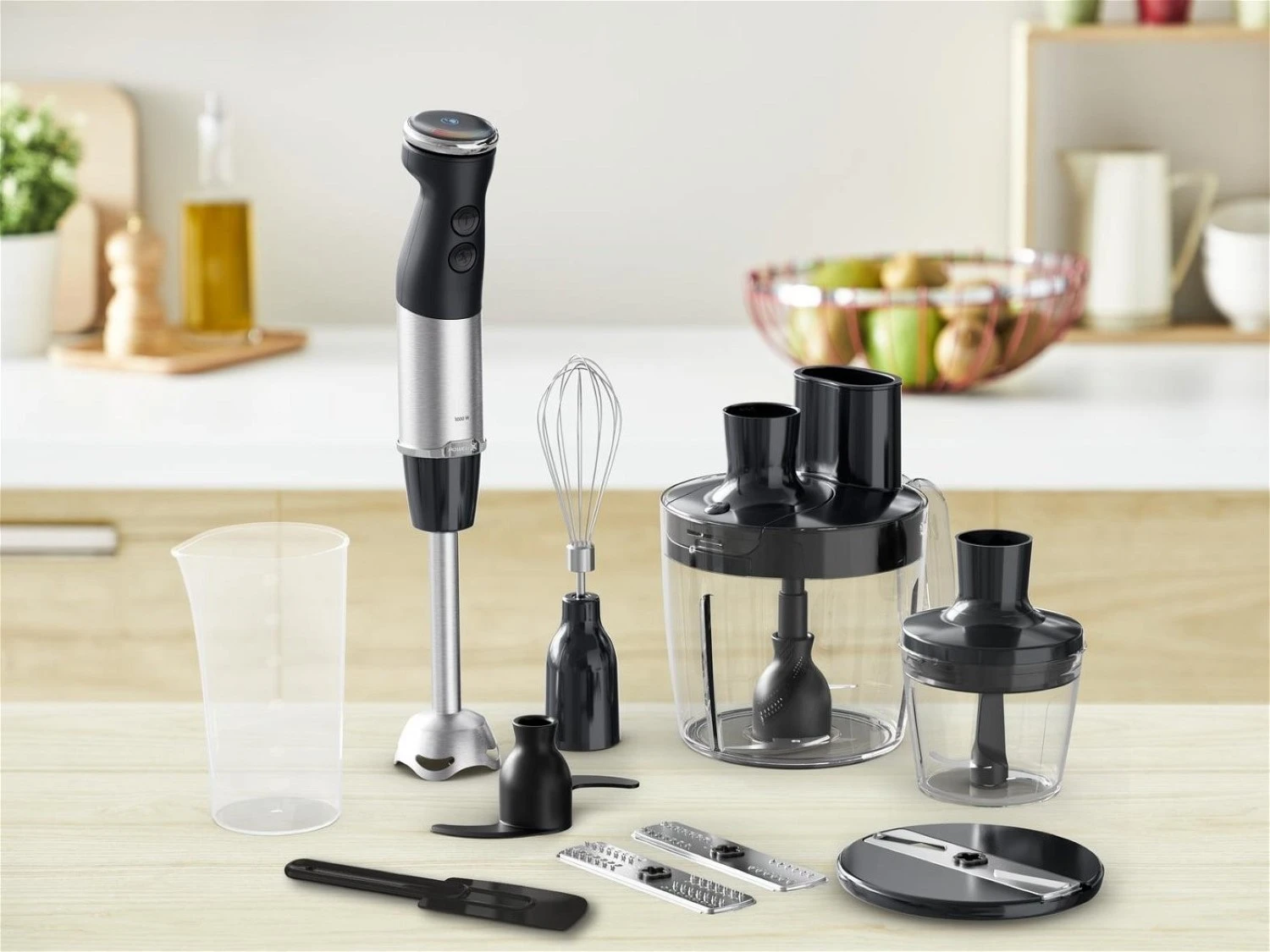 Блендер Tefal заглибний Quickchef+, 1000Вт, 4в1, чаша-800мл, чопер-500мл, кухонний комбайн 5в1, турб - 11