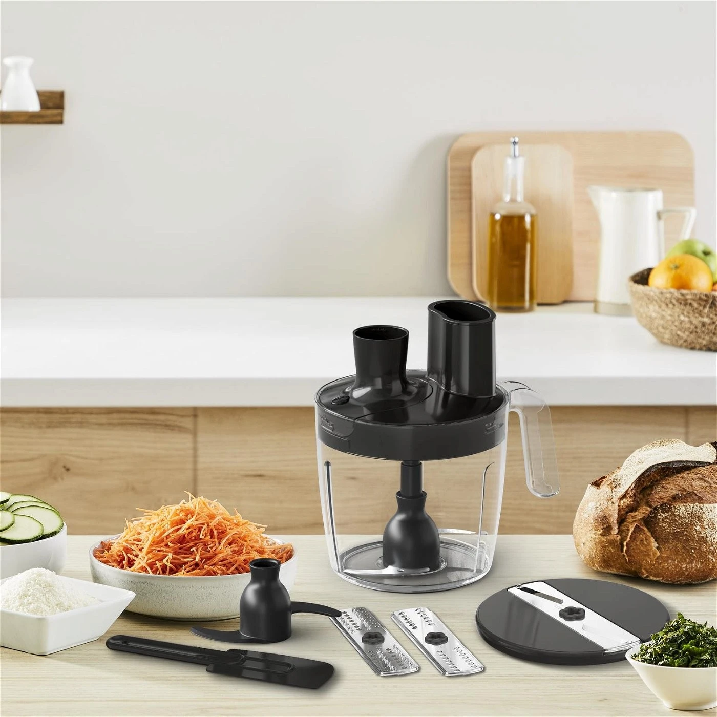 Блендер Tefal заглибний Quickchef+, 1000Вт, 4в1, чаша-800мл, чопер-500мл, кухонний комбайн 5в1, турб - 10