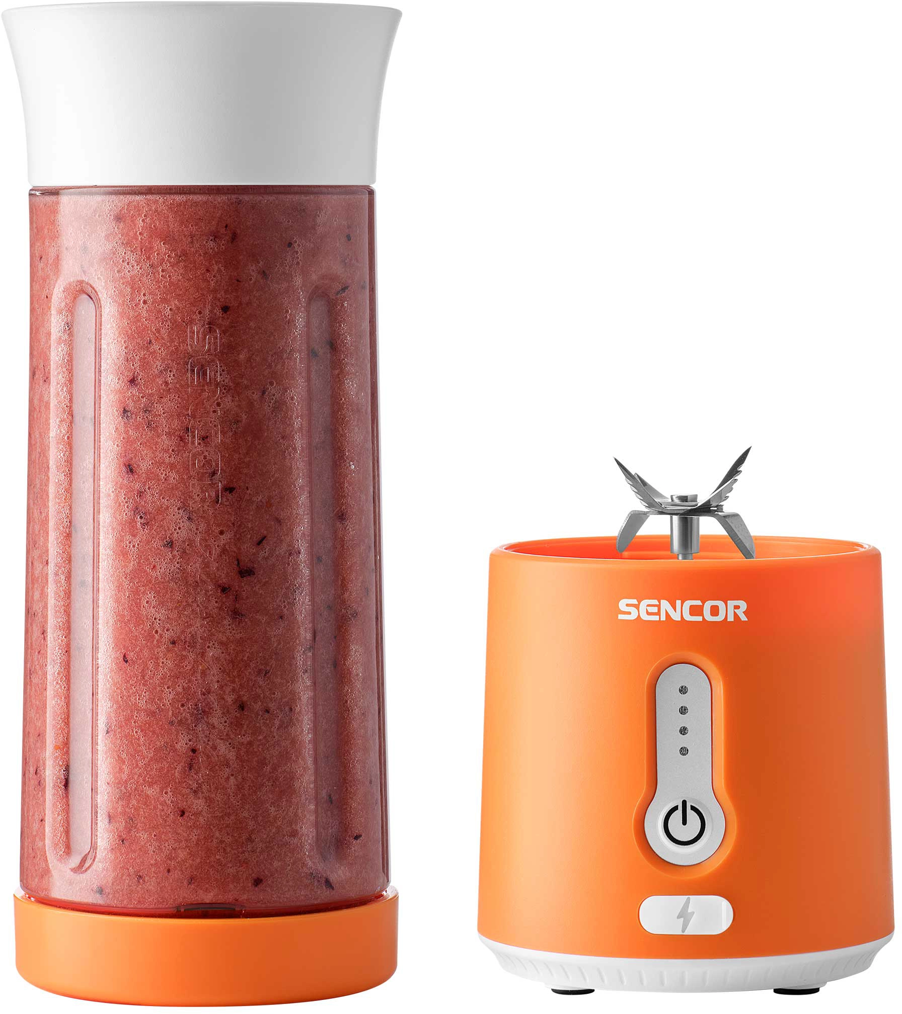 Блендер Sencor портативний для смузі 150Вт, чаша-500мл, USB-C, біло-помаранчевий - 2
