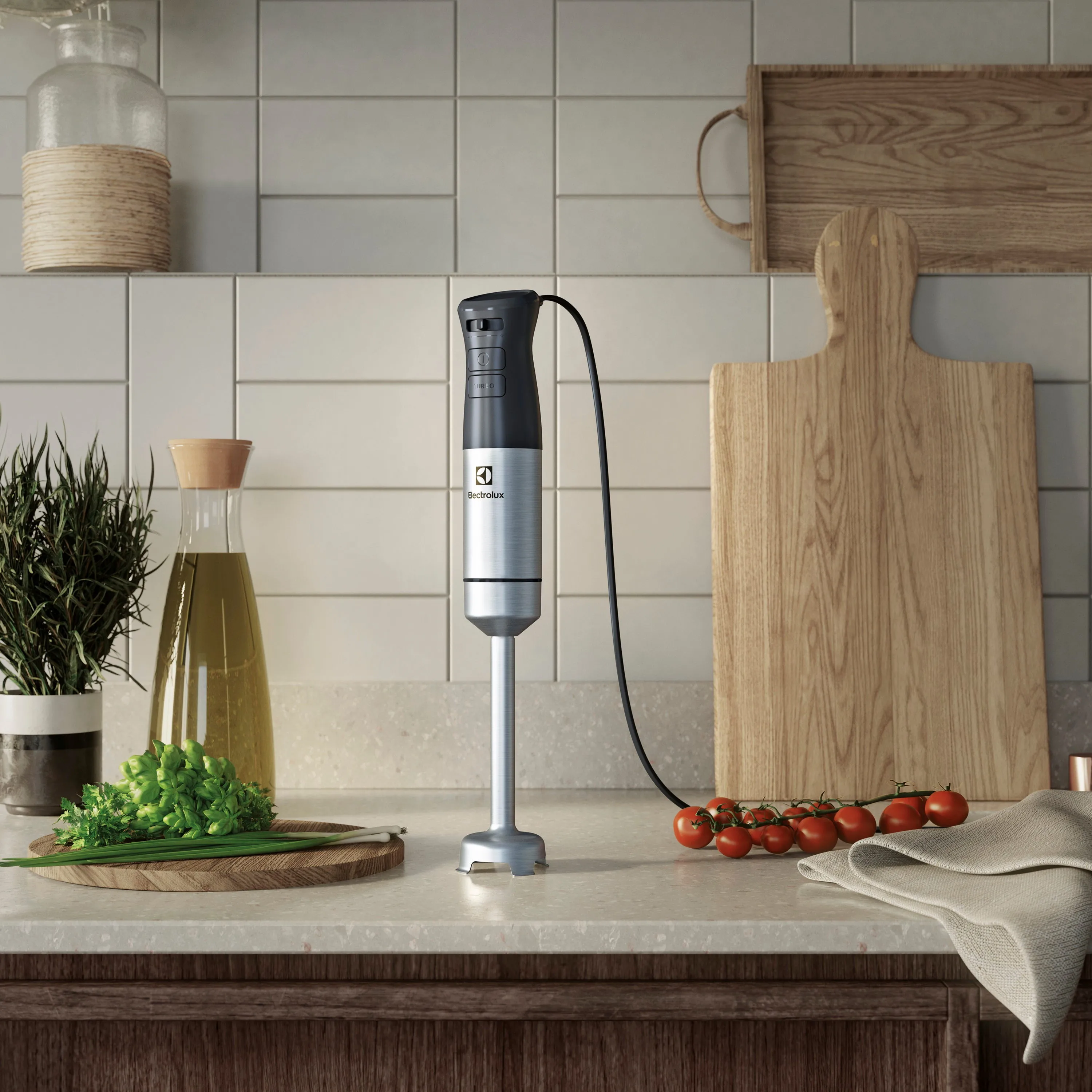 Блендер Electrolux заглибний 1000Вт, 4в1, чаша-700мл, чопер, насадка для пюре, чорний-метал - 3
