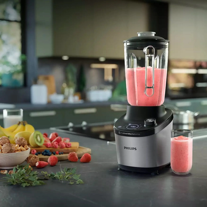 Блендер PHILIPS стаціонарний 1500Вт, чаша-2000мл, скло, чорний - 2