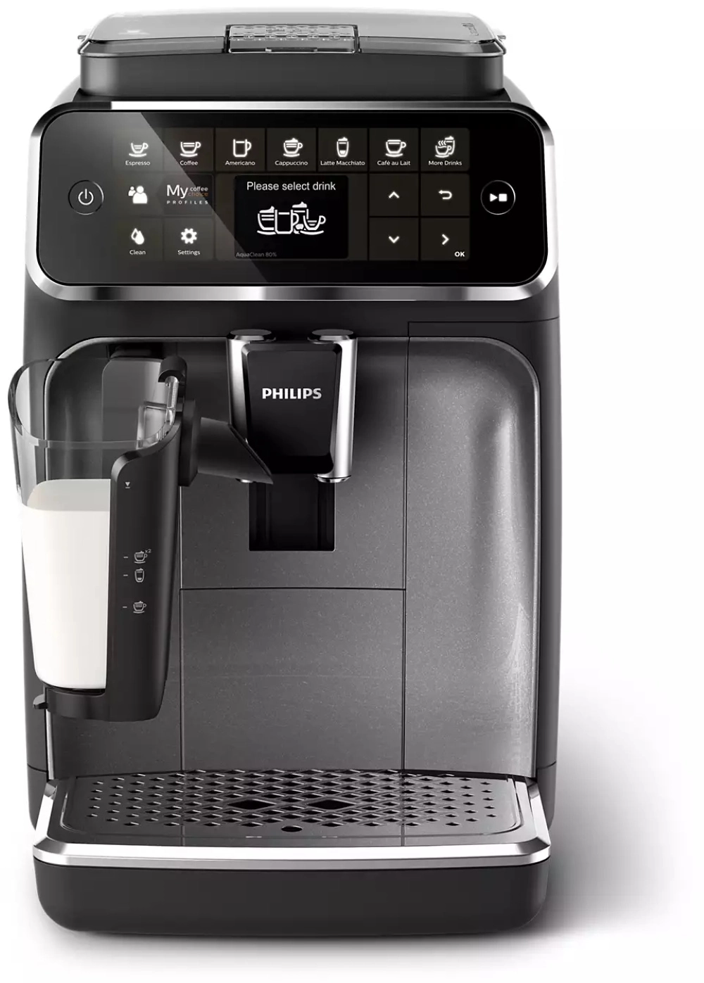 Кавомашина Philips Series 4300 LatteGo, 1.9л, зерно+мелена, автомат.капуч, дисплей, авторецептів -8,