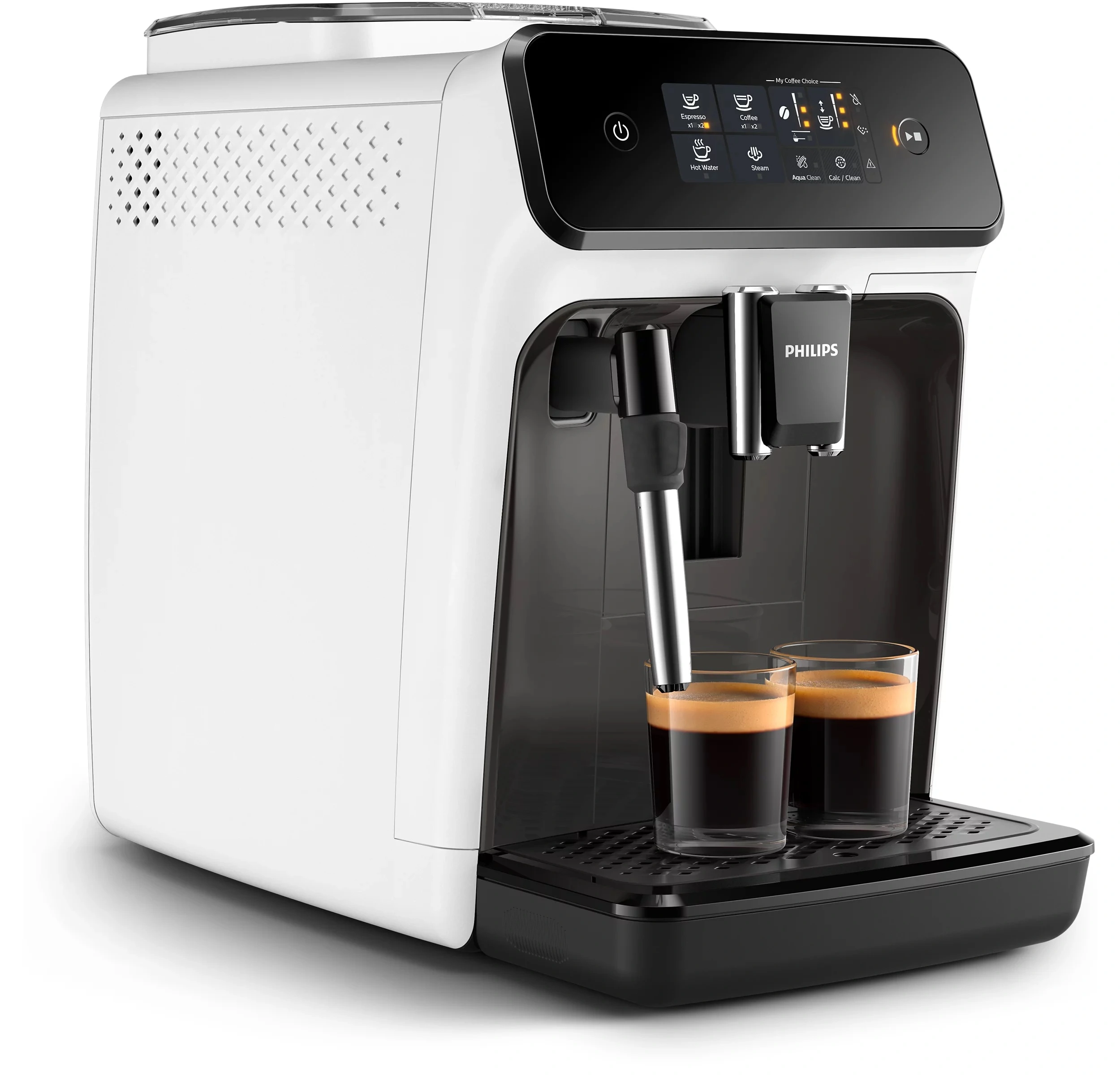 Кавомашина Philips Series 1200 1.8л, зерно + мелена, ручний капучинатор, авторецептів - 2, біло - чо - 2