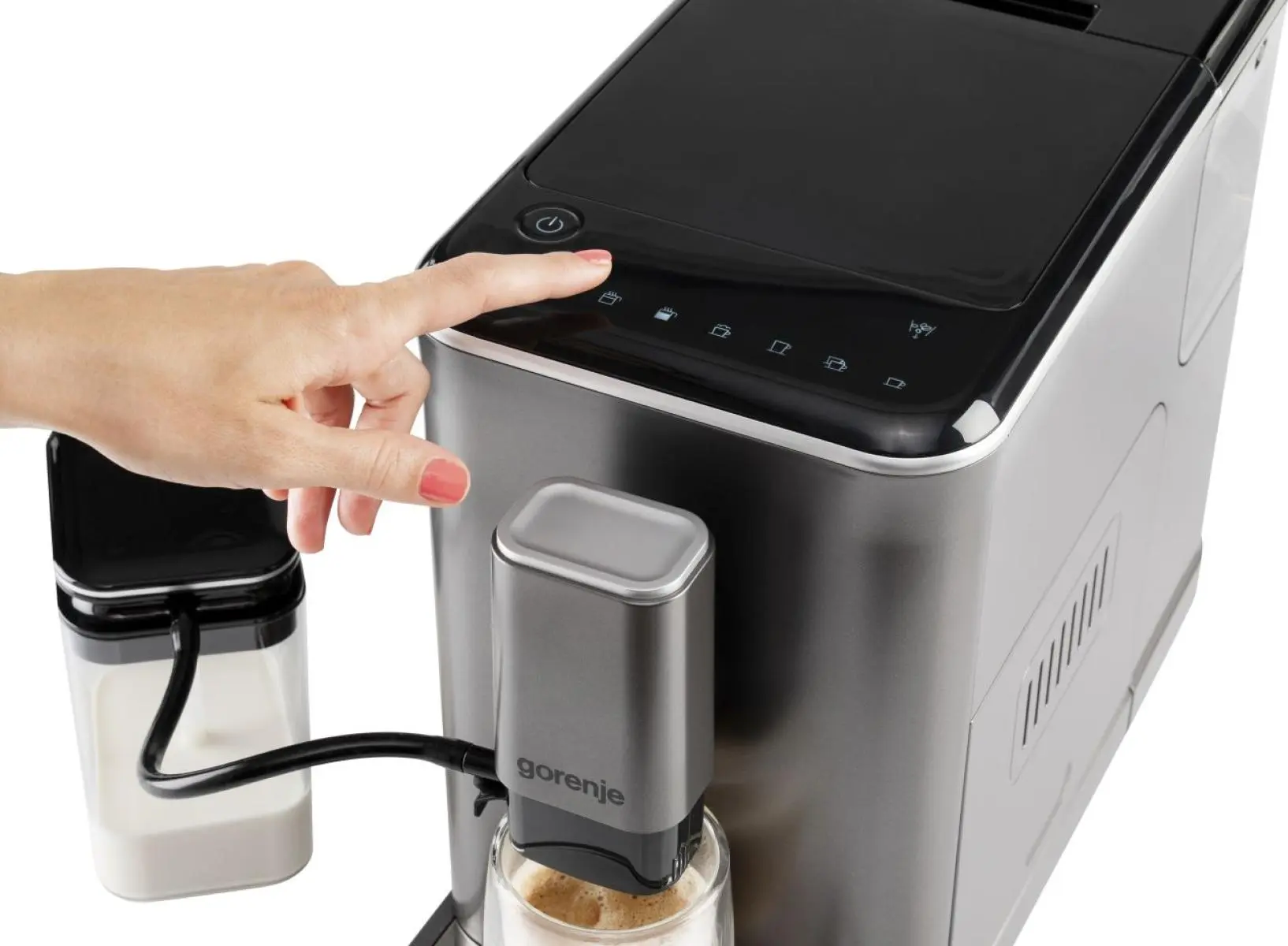 Кавомашина Gorenje, 1,5л, зерно, автомат.капучинатор, дисплей, авторецептів - 7, сенcор.керування, а - 6