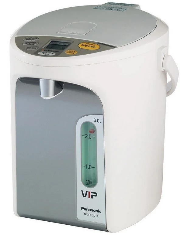 Термопот Panasonic 3л, дисплей, пластик, біло-сірий