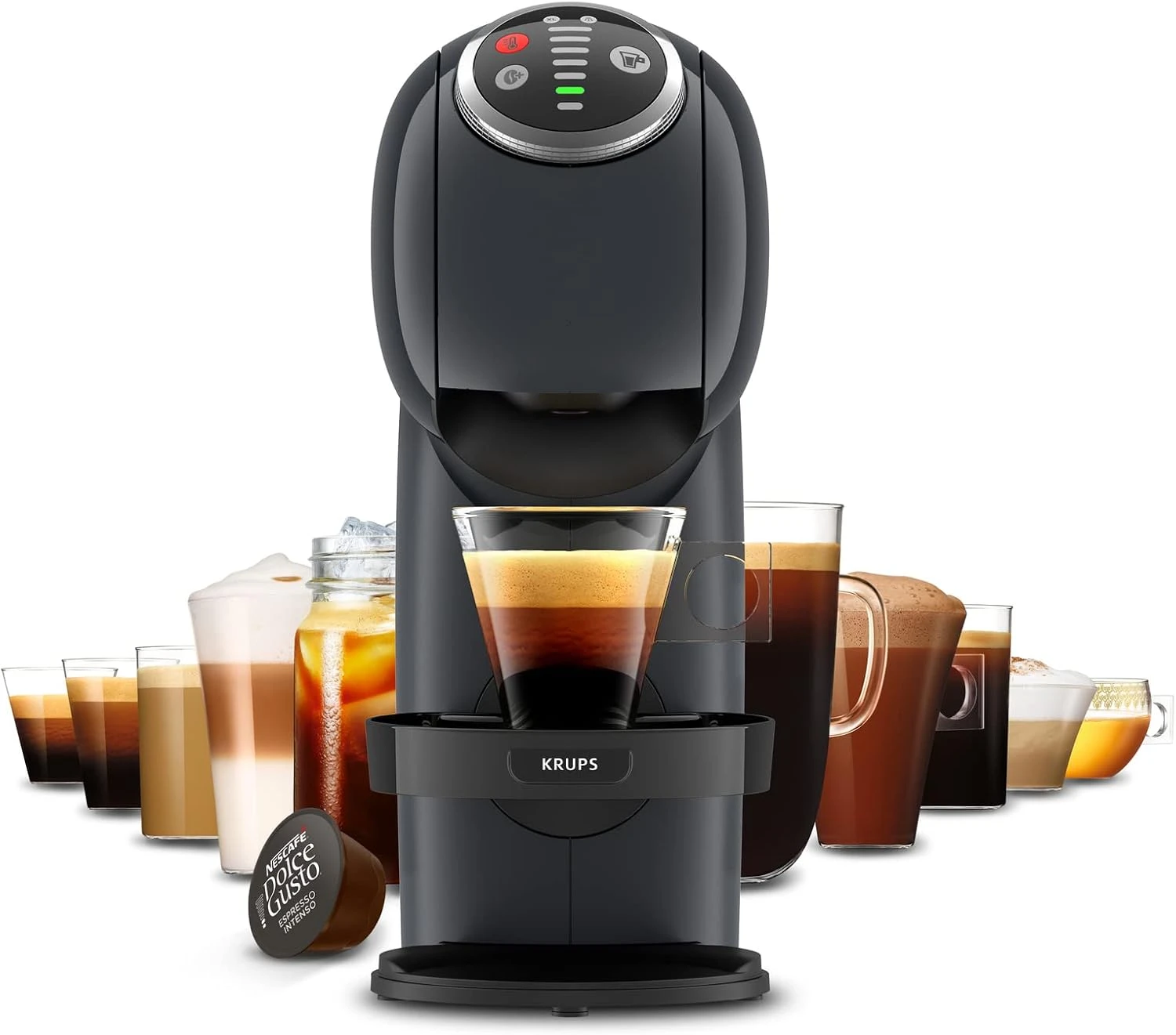 Кавоварка Krups капсульна Dolce Gusto Genio S Plus 0.8л, капсули, сенcорне керування, темно-сірий - 7