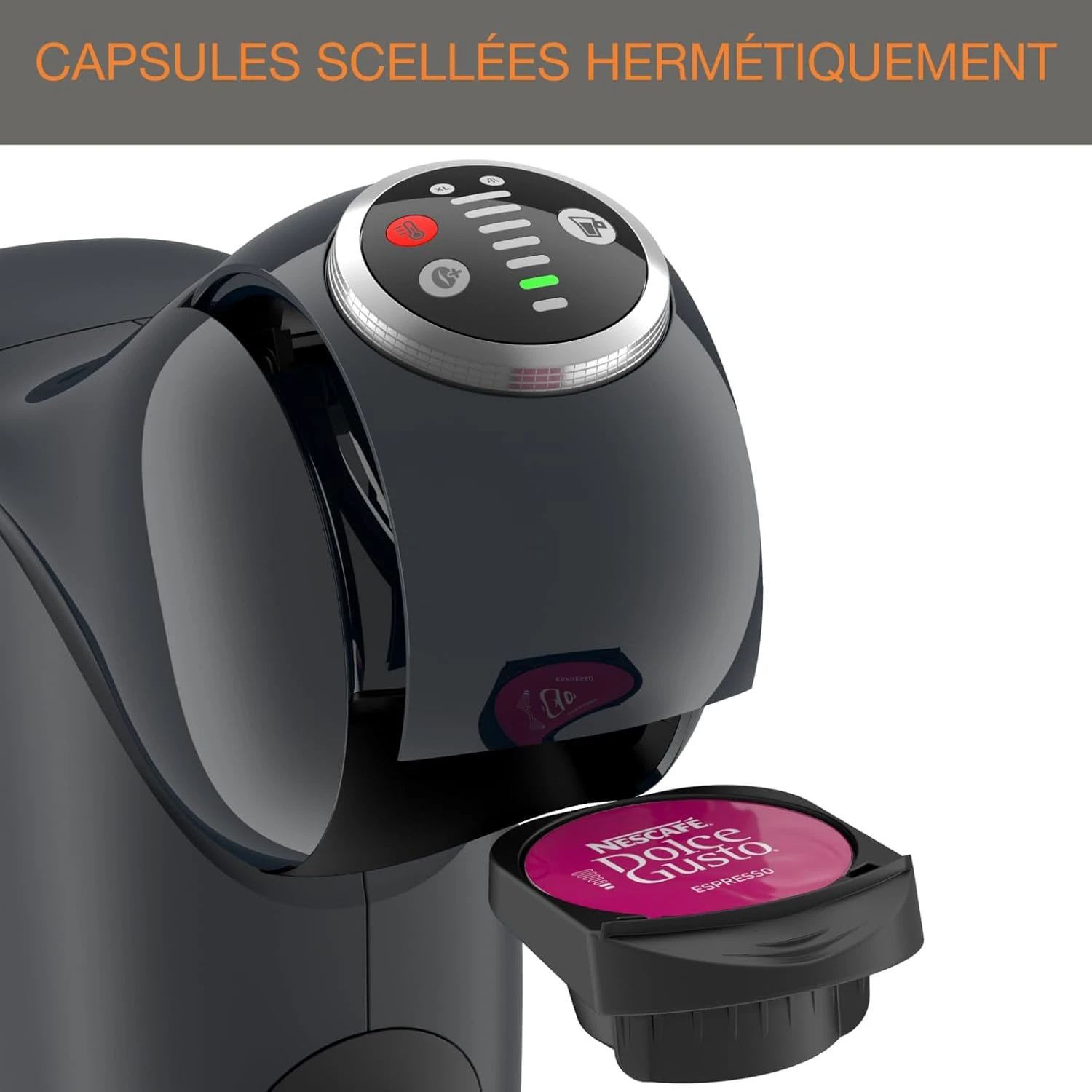 Кавоварка Krups капсульна Dolce Gusto Genio S Plus 0.8л, капсули, сенcорне керування, темно-сірий - 3