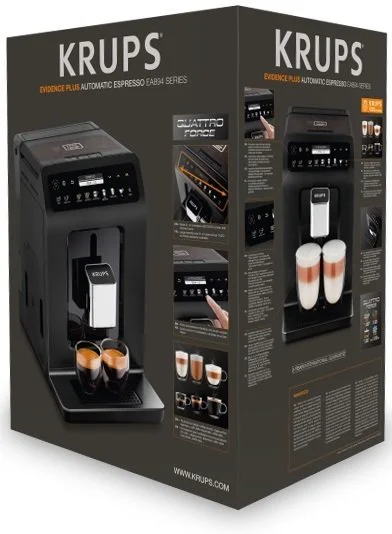 Кавомашина Krups Evidence Plus Titanium 2.3л, зерно, автомат.капучинатор, ОLED диспл, аторец. - 19, - 24