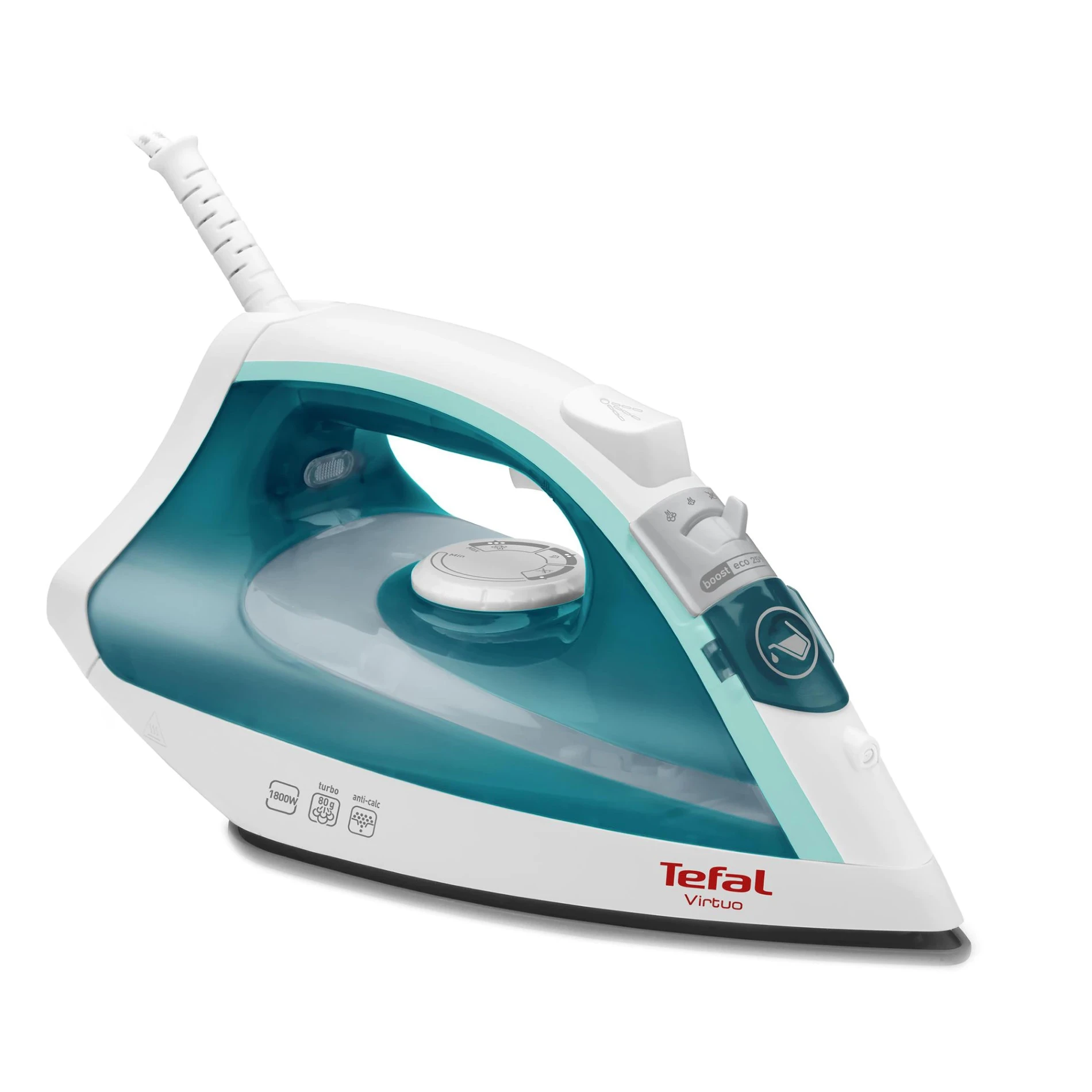 Праска Tefal Virtuo, 1800Вт, 200мл, паровий удар -80гр, постійна пара - 24гр, керамічна підошва, біл
