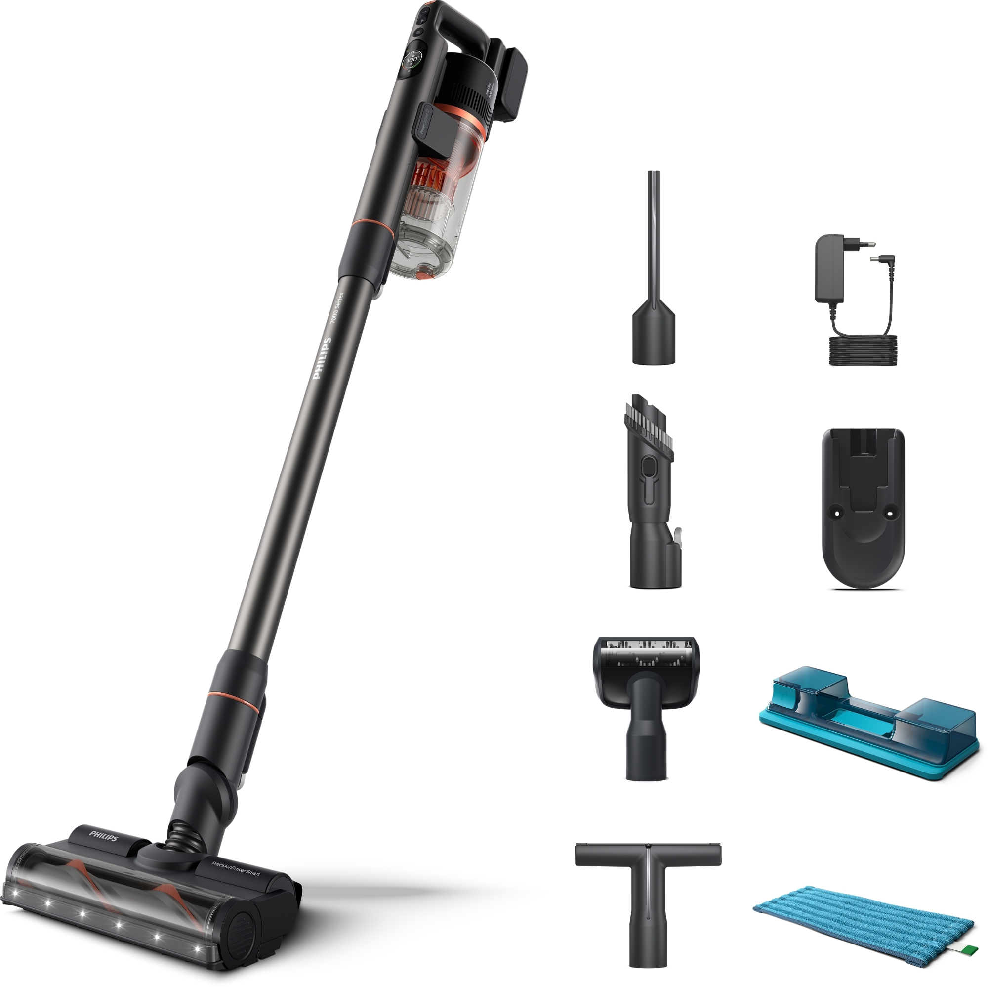 Пилосос Philips безпровідний Aqua Plus, 7000 Series, контейнер -0,6л, автономія до 80хв, вага-1,