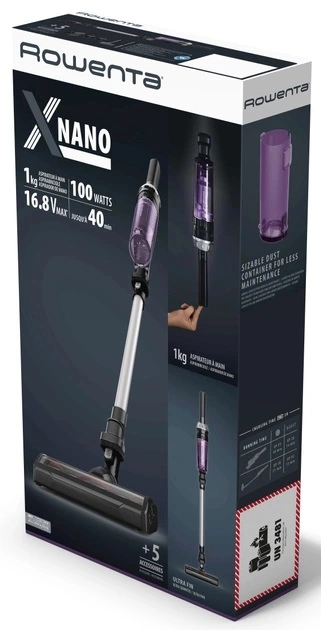 Пилосос Rowenta безпровідний X-Nano Essential, 100Вт, контейнер -0,4л, автономія до 40хв, НЕРА, - 18