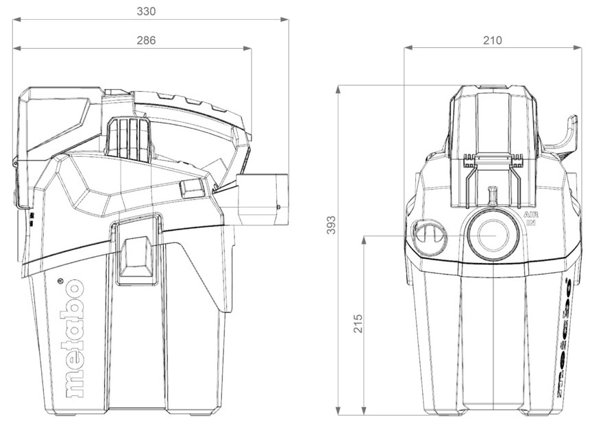 Пилосос акумуляторний Metabo AS 18 HEPA PC COMPACT, 18В, бак 6л, 2100л/хв, 3,8кг, без АКБ та ЗП - 2
