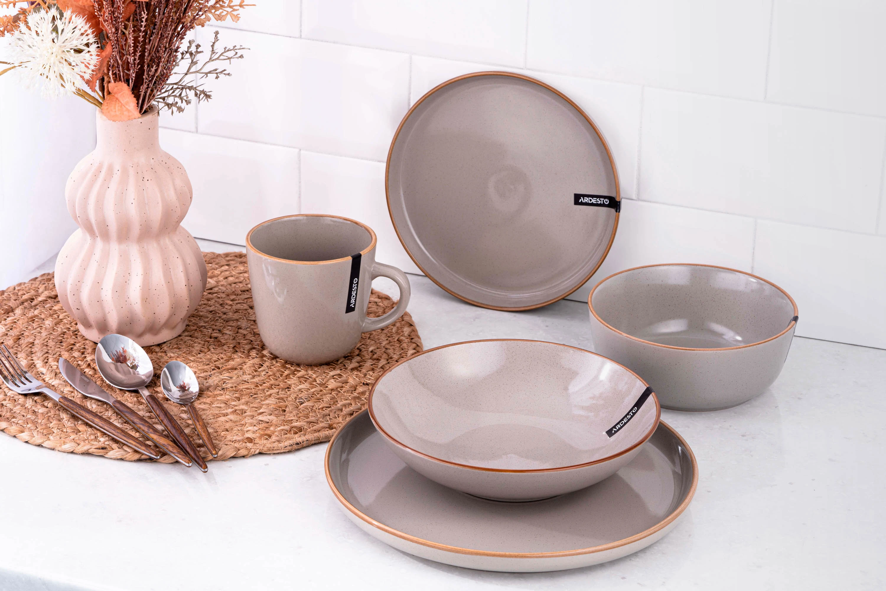 Тарілка десертна Ardesto Apulia, 20.3см, кераміка, сірий - 2