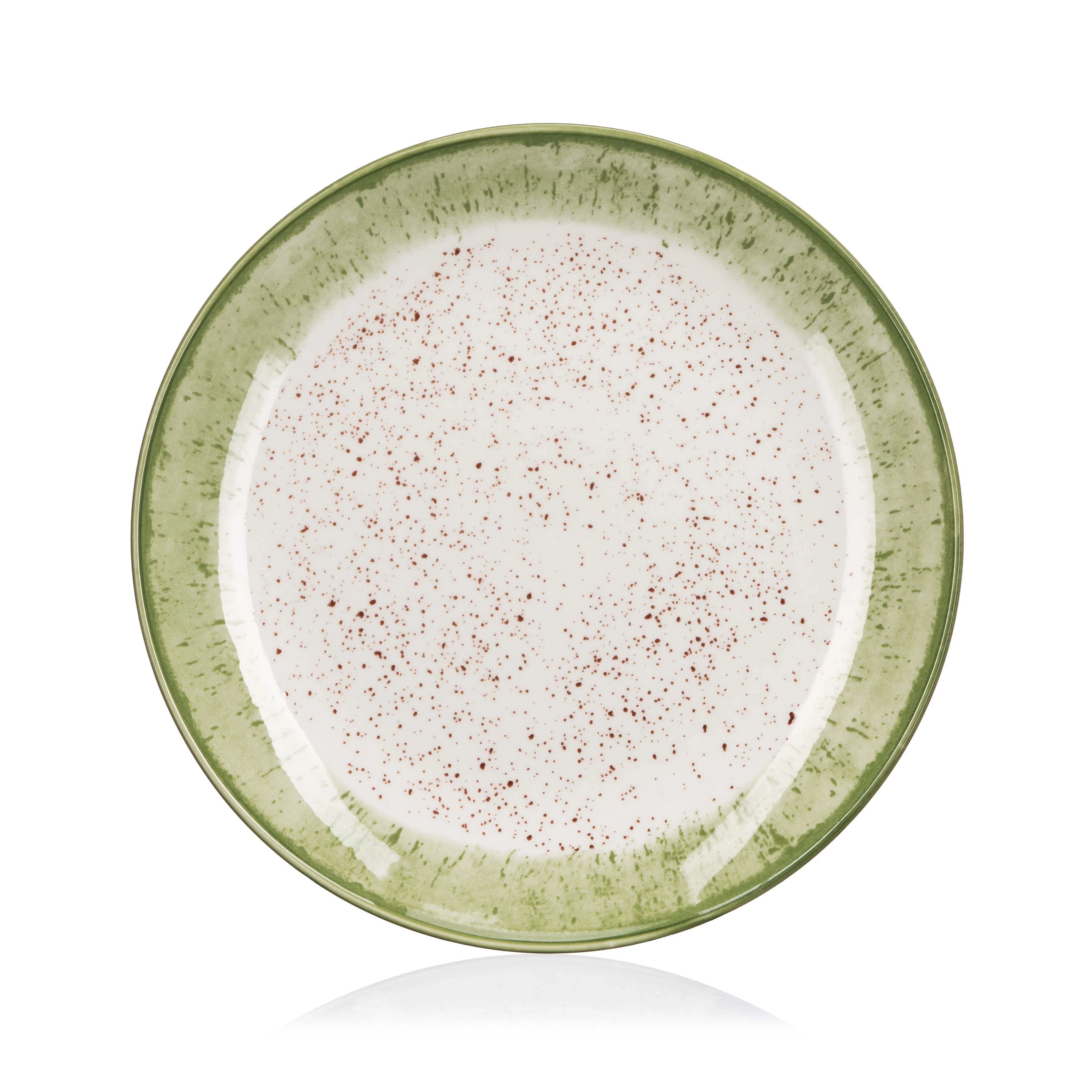 Тарілка десертна Ardesto Siena, 19см, порцеляна, біло-зелений