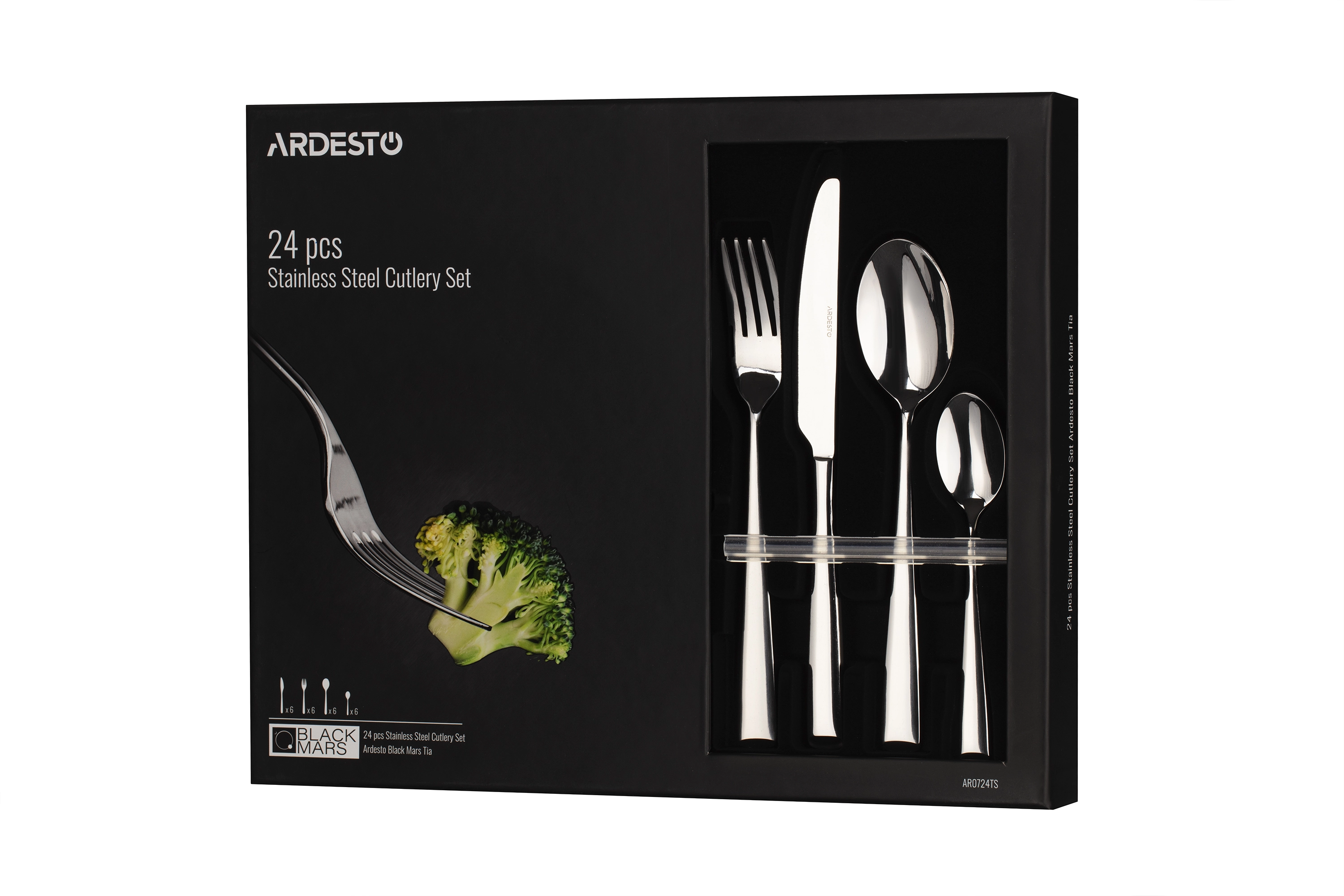 Набір столових приборів Ardesto Black Mars Tia, 24 прибори, нержавіюча сталь - 2