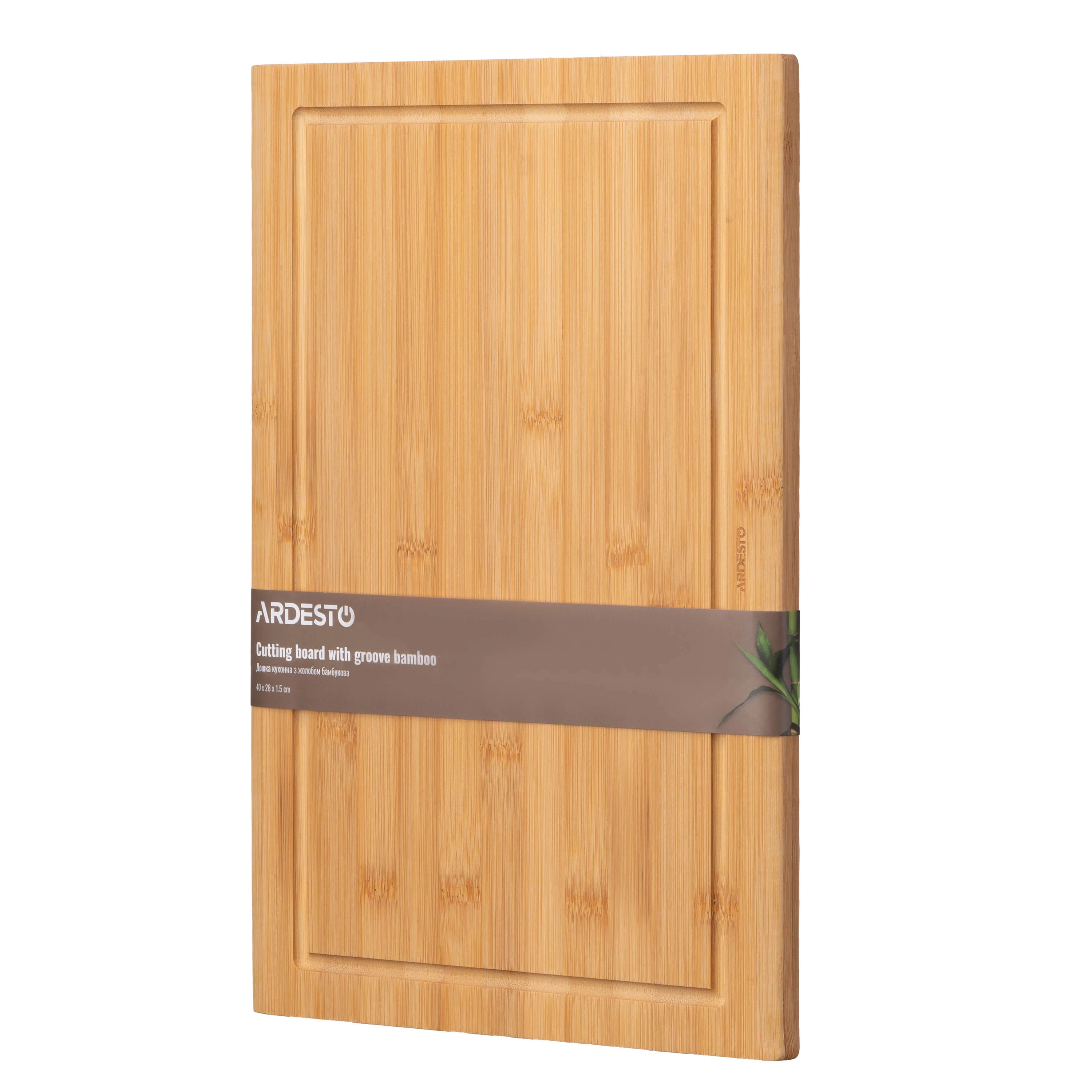Дошка кухонна з жолобом Ardesto Midori, 40х28х1.5см, бамбук