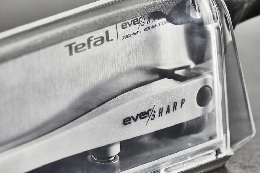 Кухонний ніж кухарський Tefal Eversharp, 16.5см, з чохол-точило нержавіюча сталь, пластик, чорний - 8
