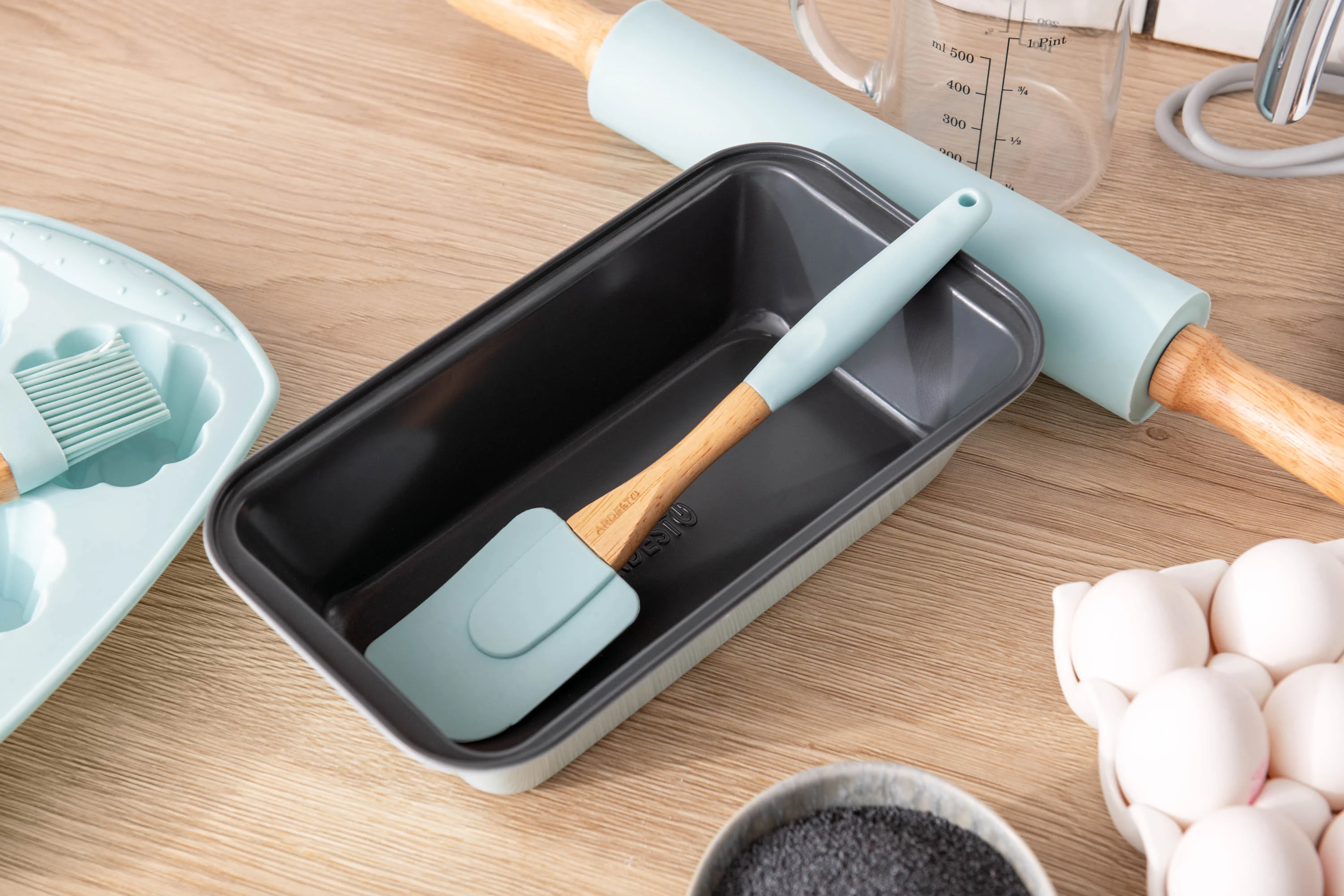 Лопатка Ardesto Tasty Baking, 26.7см, силікон, дерево, блакитний - 2