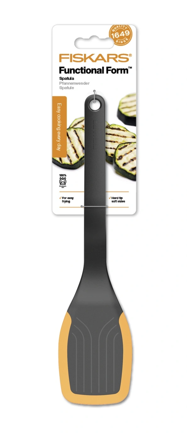 Лопатка кухонна Fiskars Functional Form, 37.3см, пластик, силікон, чорний - 6
