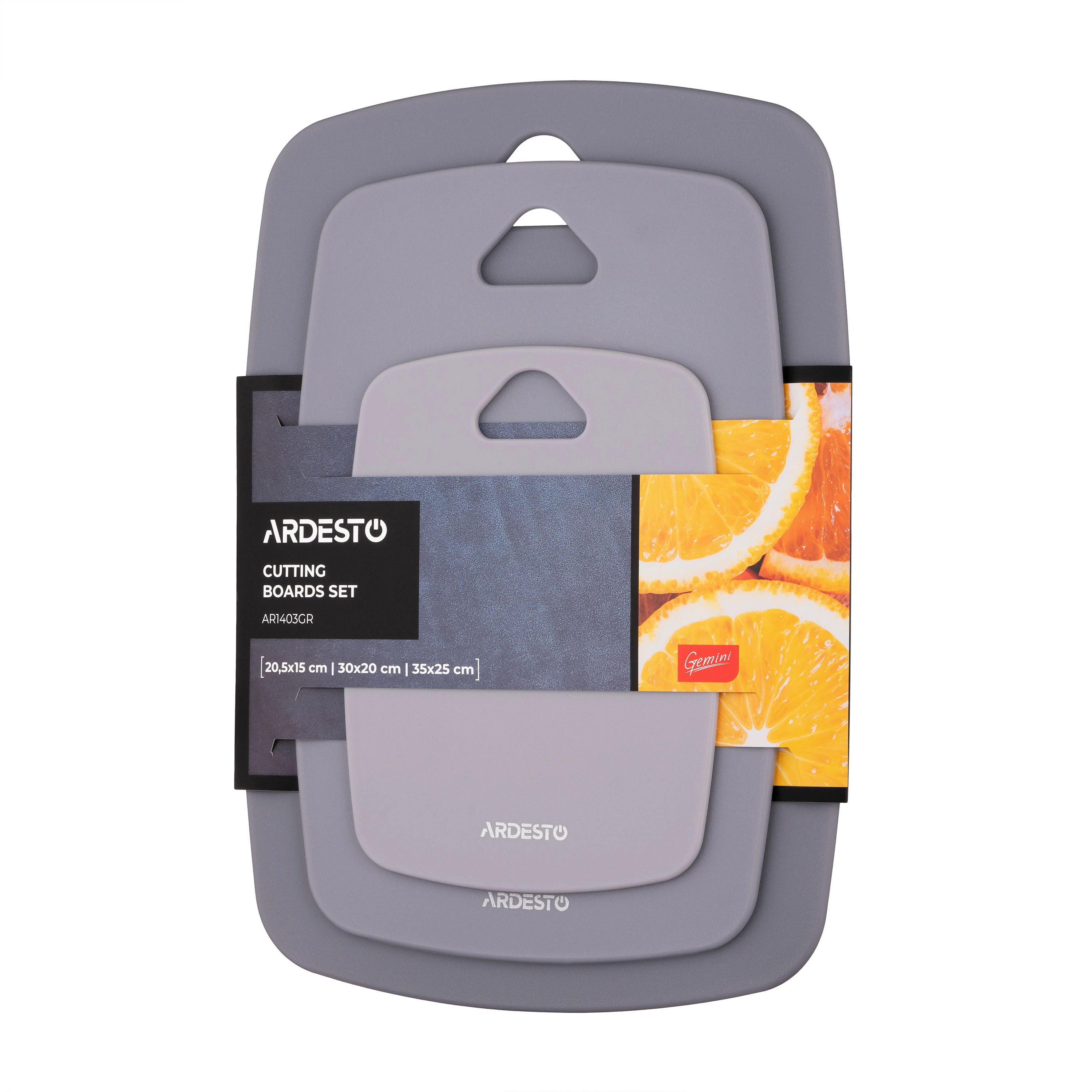 Набір дошок кухонних Ardesto Gemini, 3шт, 20.5x15см, 30x20см, 35x25см, пластик