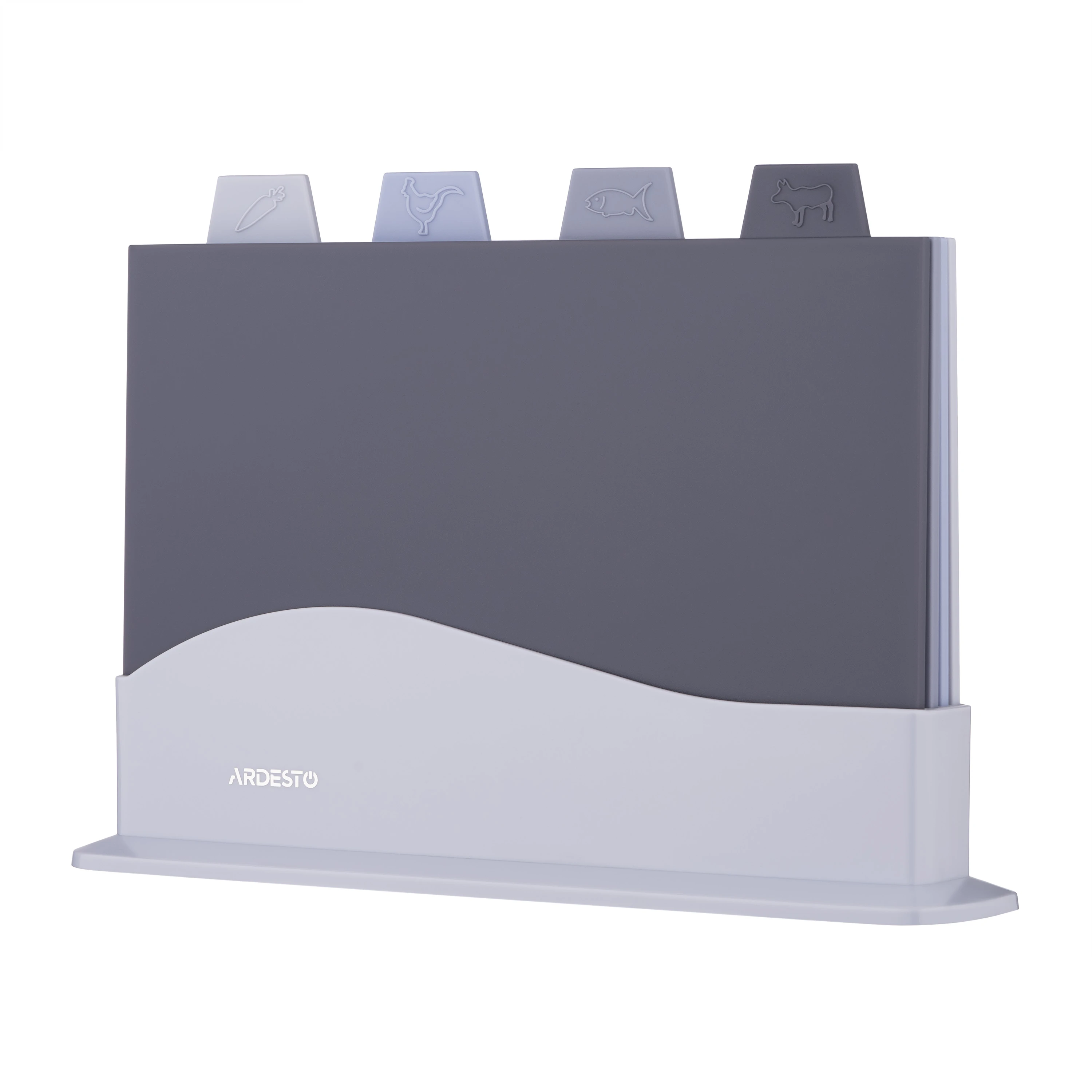 Набір дошок кухонних на підставці Ardesto Fresh, 4шт, 23.8x33.8x7см, пластик