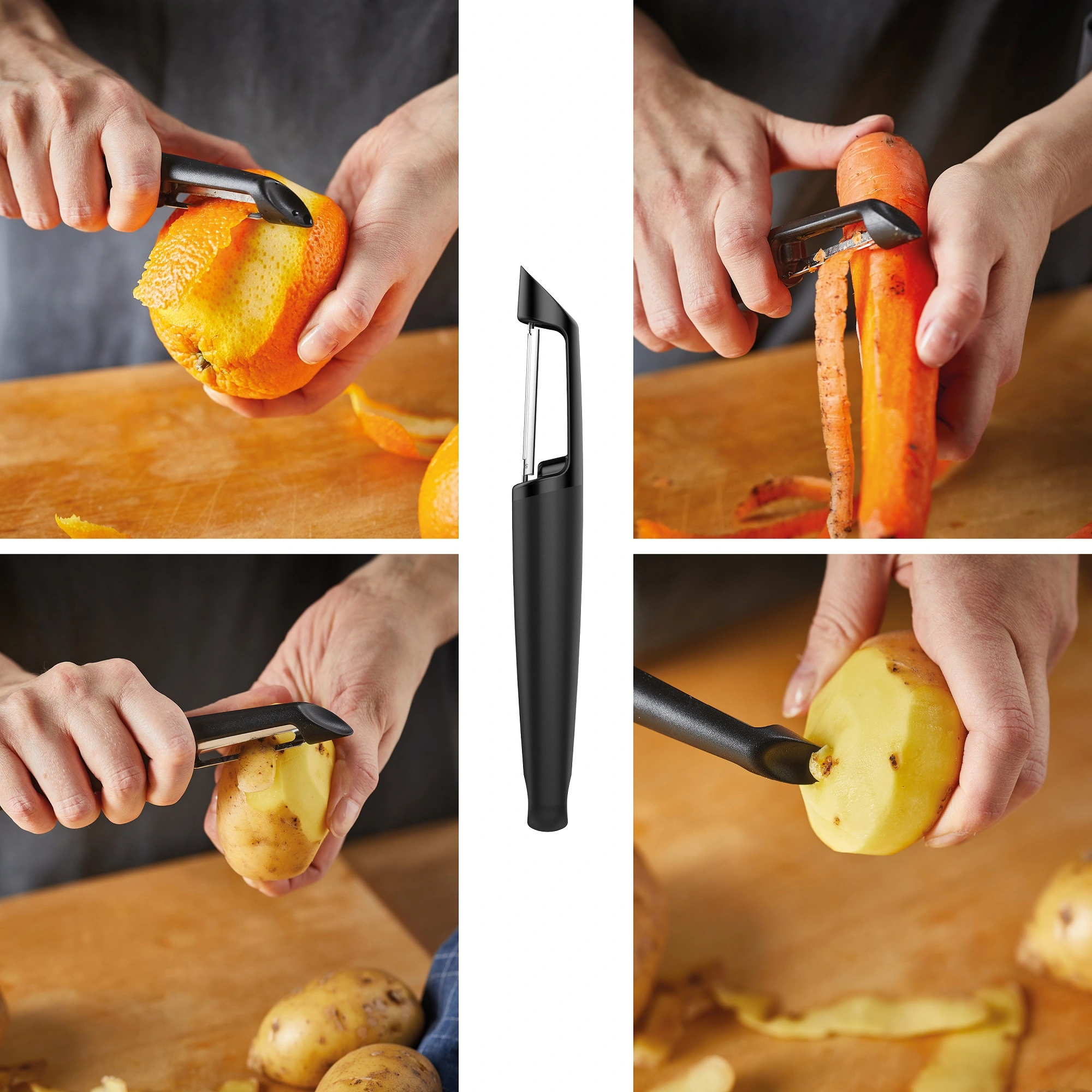 Овочечистка вертикальна Fiskars Functional Form, з рухомим лезом, 26.7см, нержавіюча сталь, пластик, - 4