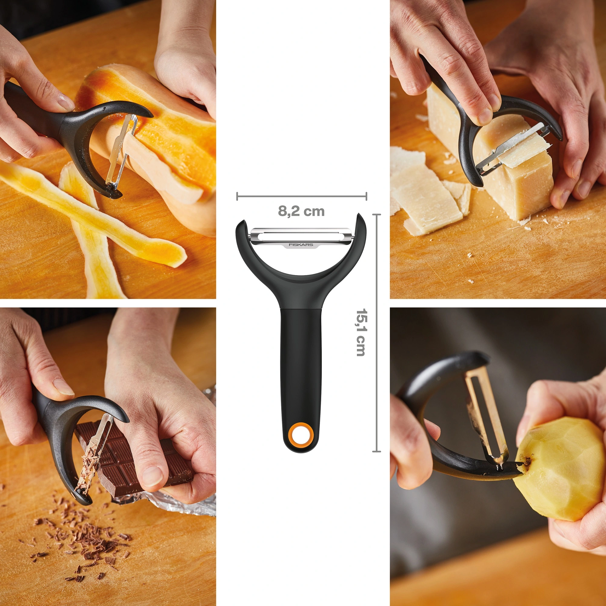 Овочечистка горизонтальна Fiskars Functional Form, з рухомим лезом, 23см, нержавіюча сталь, пластик, - 2