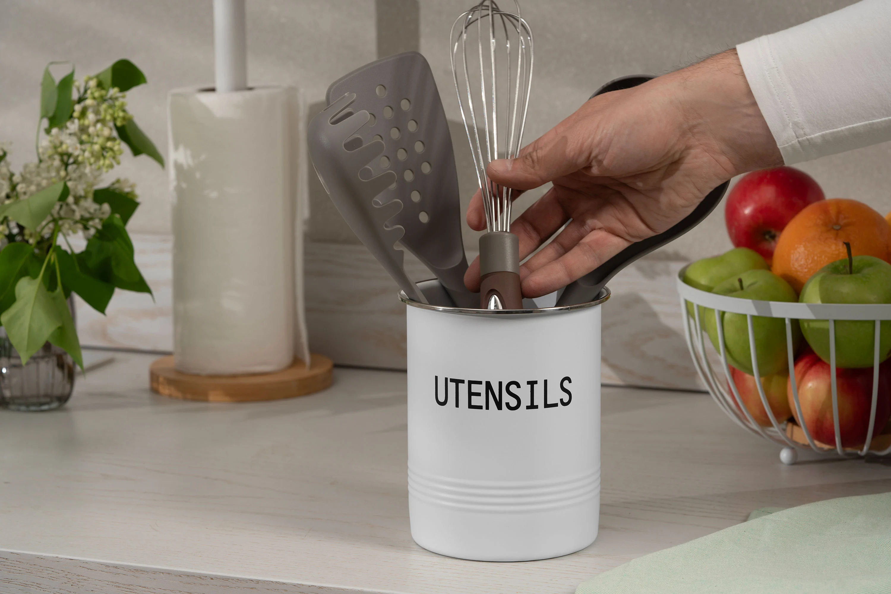 Підставка для кухонного приладдя Ardesto Midori 12х15.5см, метал, білий - 7