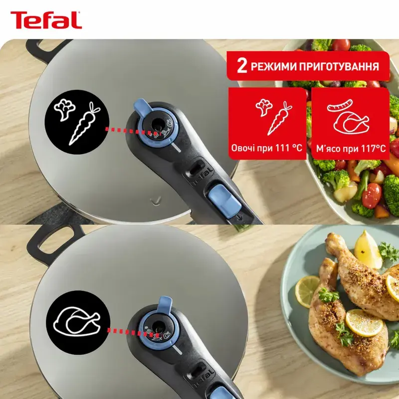 Скороварка Tefal Secure Trendy, 4л, з паровим кошиком, нержавіюча сталь, пластик - 7