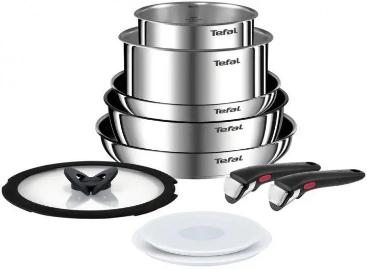 Набір посуду Tefal Ingenio Emotion, змінна ручка, 10предметів, нержавіюча сталь, бакеліт, пластик, с
