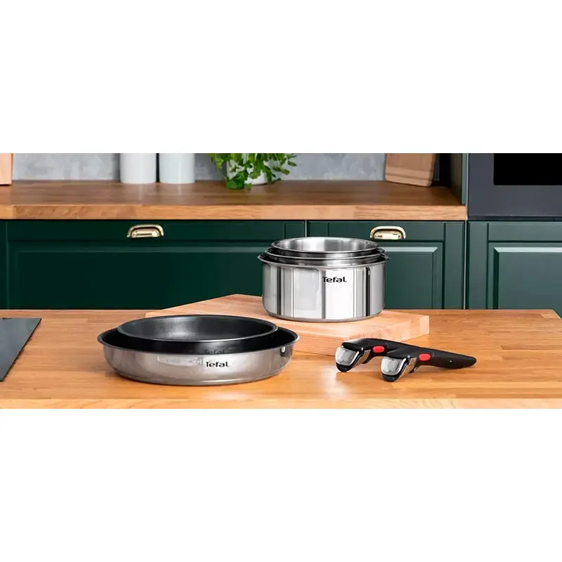 Набір посуду Tefal Ingenio Emotion, 13пр., нержавіюча сталь, скло, пластик, бакеліт, сріблястий - 10