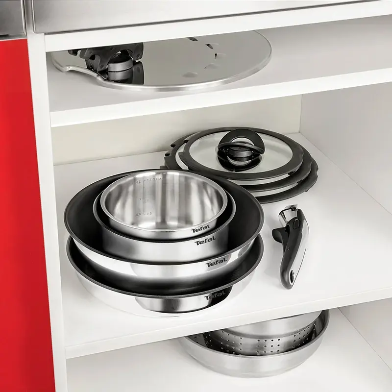 Набір посуду Tefal Ingenio Emotion, 13пр., нержавіюча сталь, скло, пластик, бакеліт, сріблястий - 11