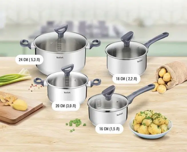 Набір посуду Tefal Daily Cook, 8предметів, нержавіюча сталь, бакеліт, скло - 2