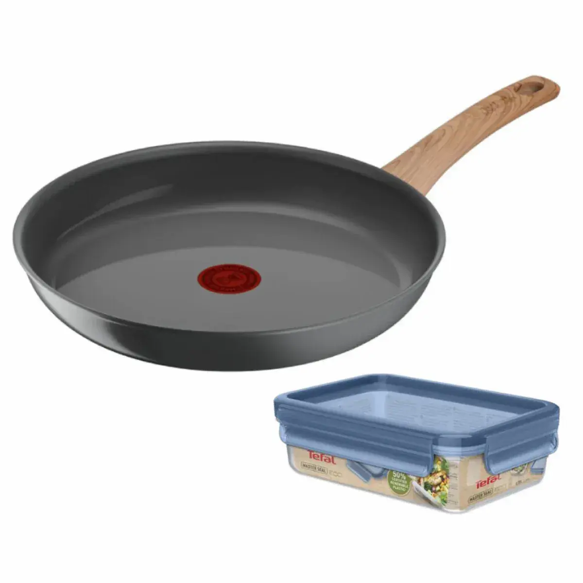 Сковорода Tefal Renew+контейнер Tefal Master Seal Eco,26см, 0.8л, алюміній, бакеліт, скло, сірий, пр