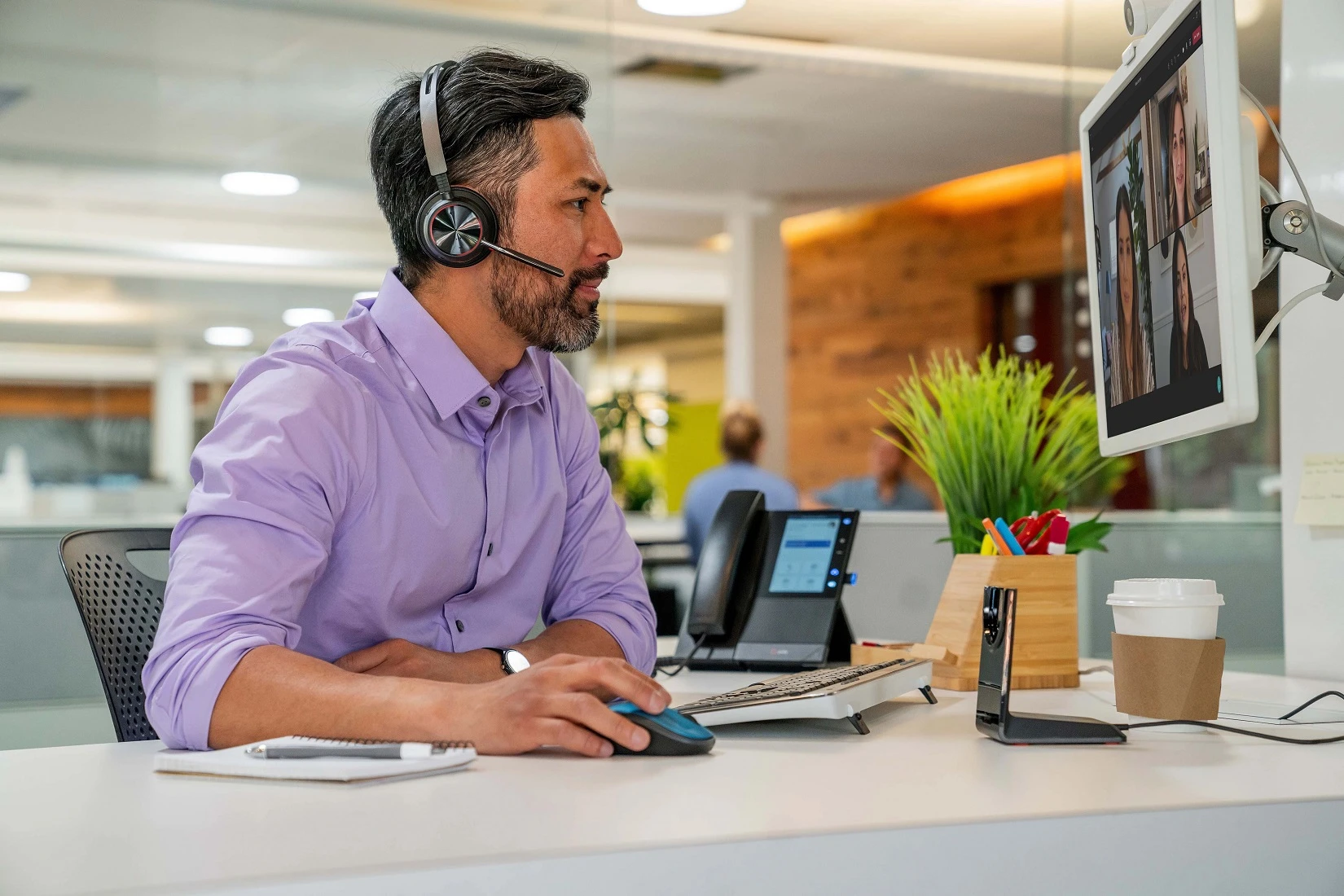 Гарнітура комп'ютерна стерео On-ear Poly Voyager Focus 2, USB-A, Bluetooth, всеспрямований, ANC, Aco - 8