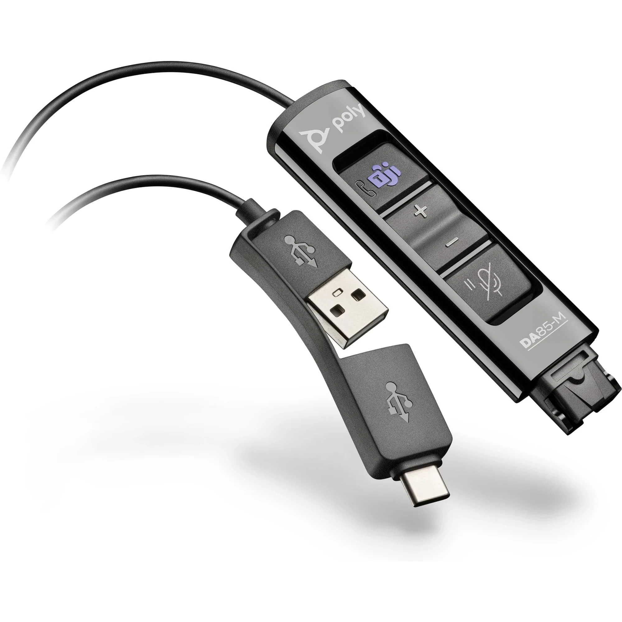 Перехідник Poly DA85-M USB > QD з вбудованим пультом керування для гарнітур EncorePro, USB-A, USB-C,