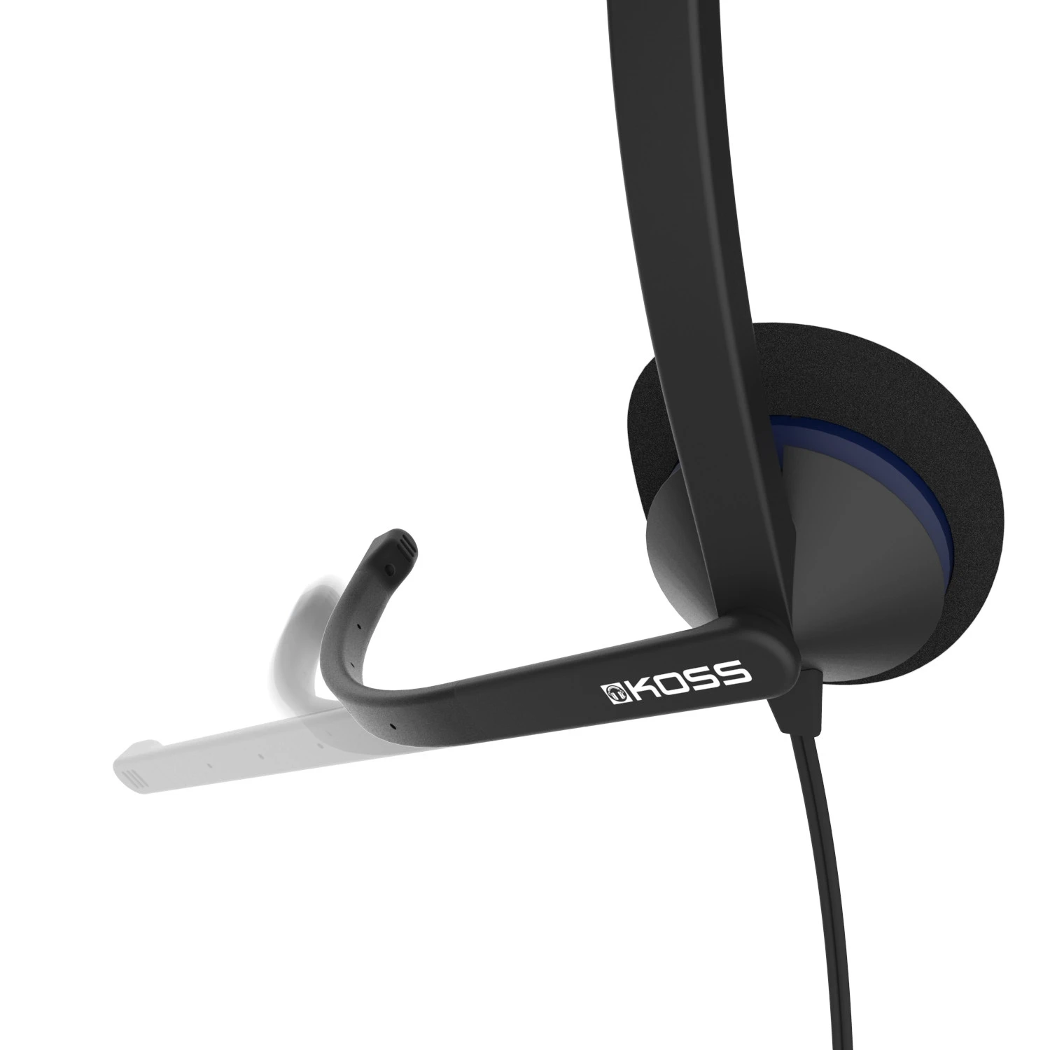 Гарнітура комп'ютерна моно On-Ear Koss CS195, USB, Uni Mic, 2,4м, Чорний - 7