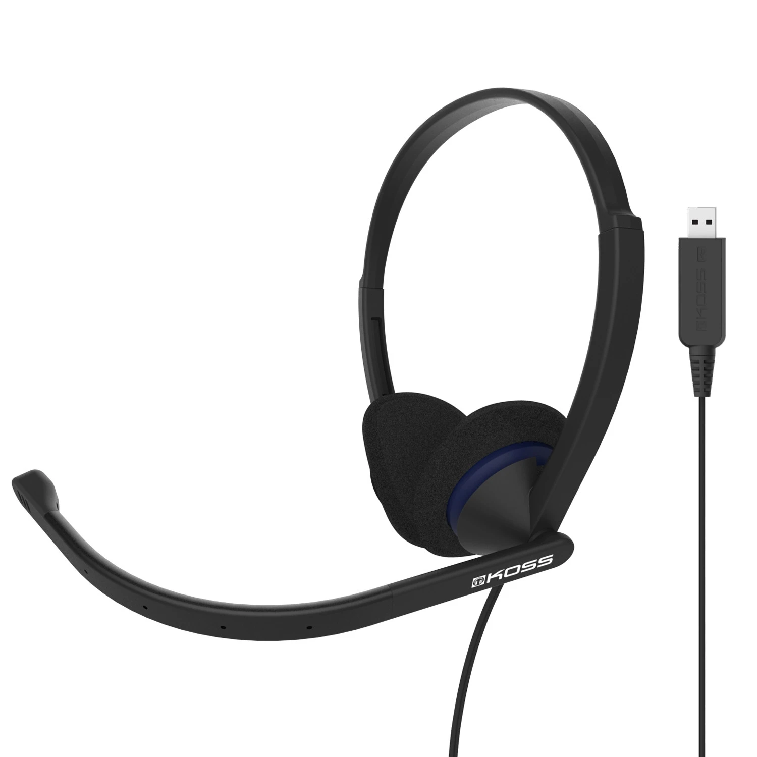 Гарнітура комп'ютерна стерео On-Ear Koss CS200, USB, Uni Mic, 2,4м, Чорний