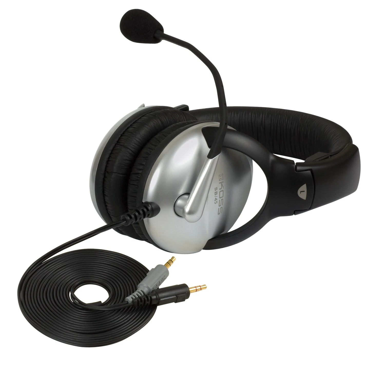 Гарнітура комп'ютерна стерео Over-Ear Koss SB45, 2x3,5мм, Uni Mic, 2,4м, Срібний - 2