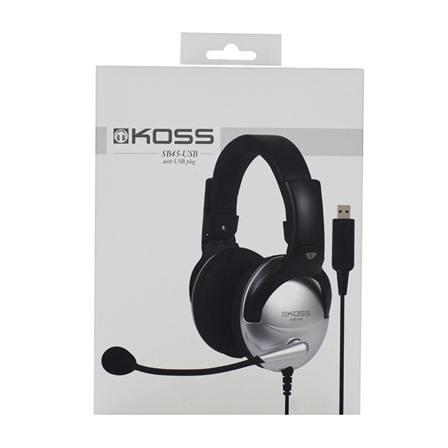 Гарнітура комп'ютерна стерео Over-Ear Koss SB45, USB, Uni Mic, 2,4м, Срібний - 4