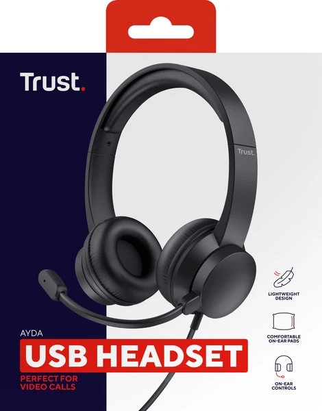 Гарнітура Trust Ayda, USB-A, чорний - 9