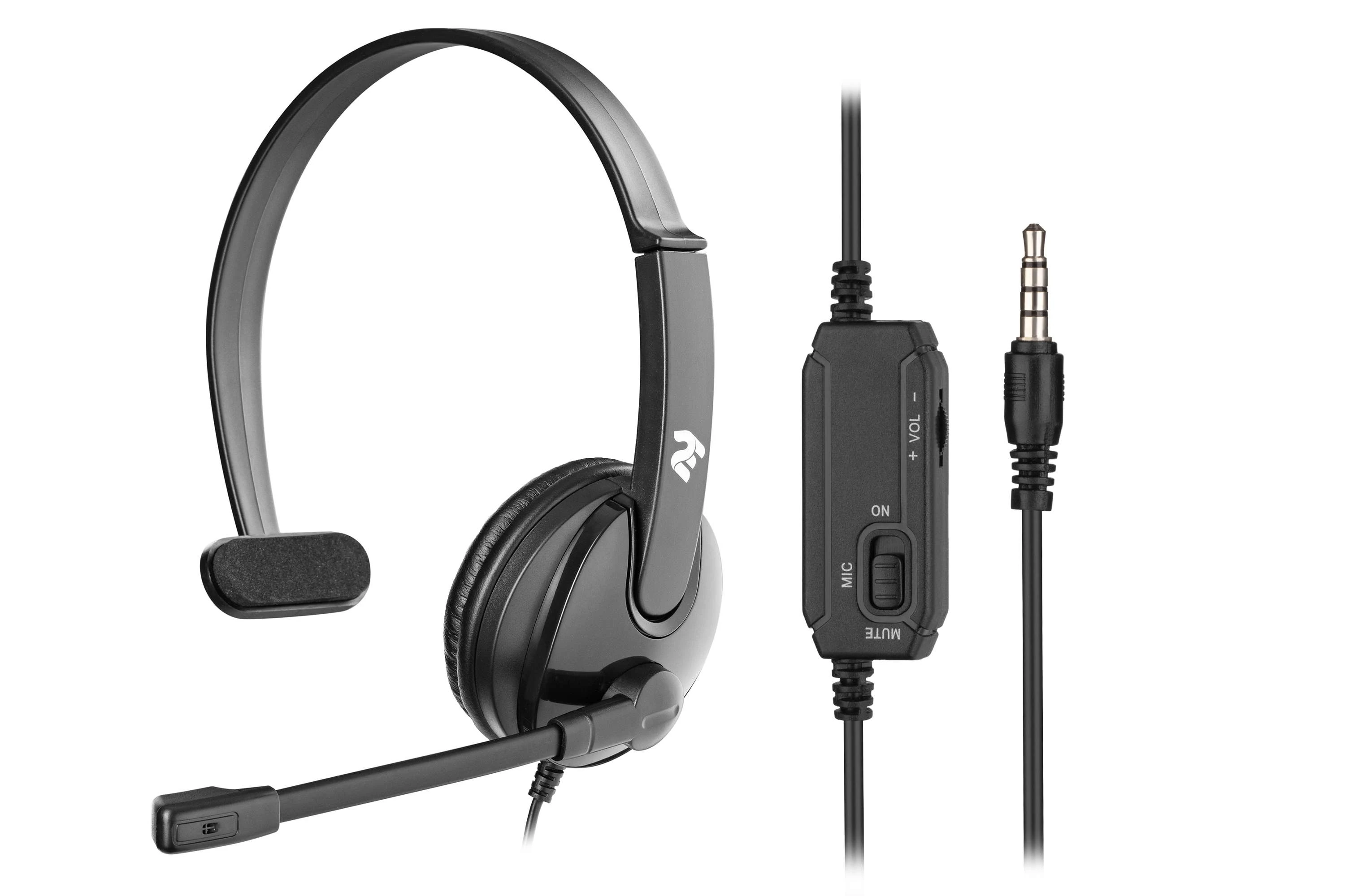 Гарнітура ПК моно On-ear 2E CH12 mini-jack, omni-mic, 1,2м, чорний
