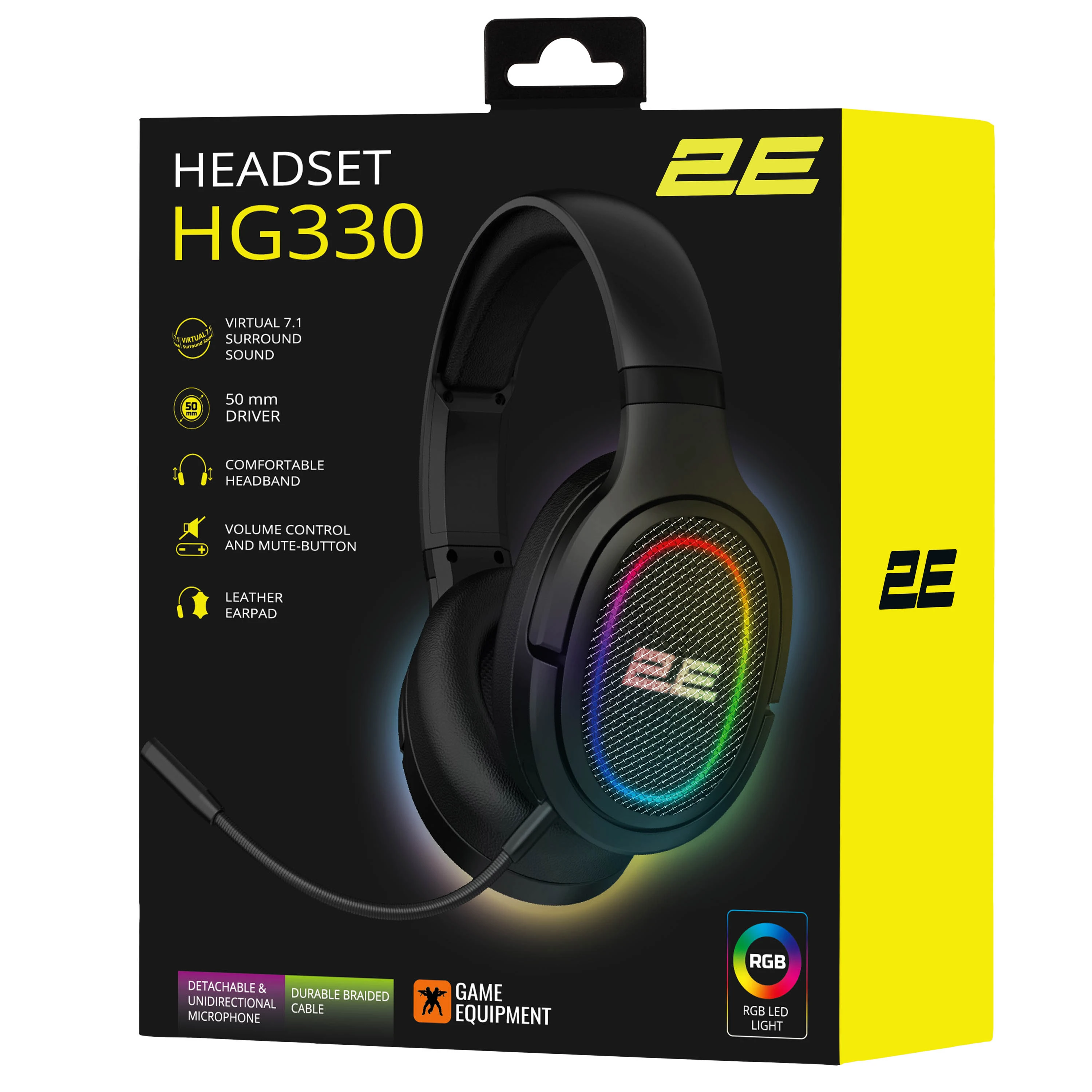Гарнітура ігрова 2E GAMING HG330, 7,1, USB-A, RGB, 2м, чорний - 9