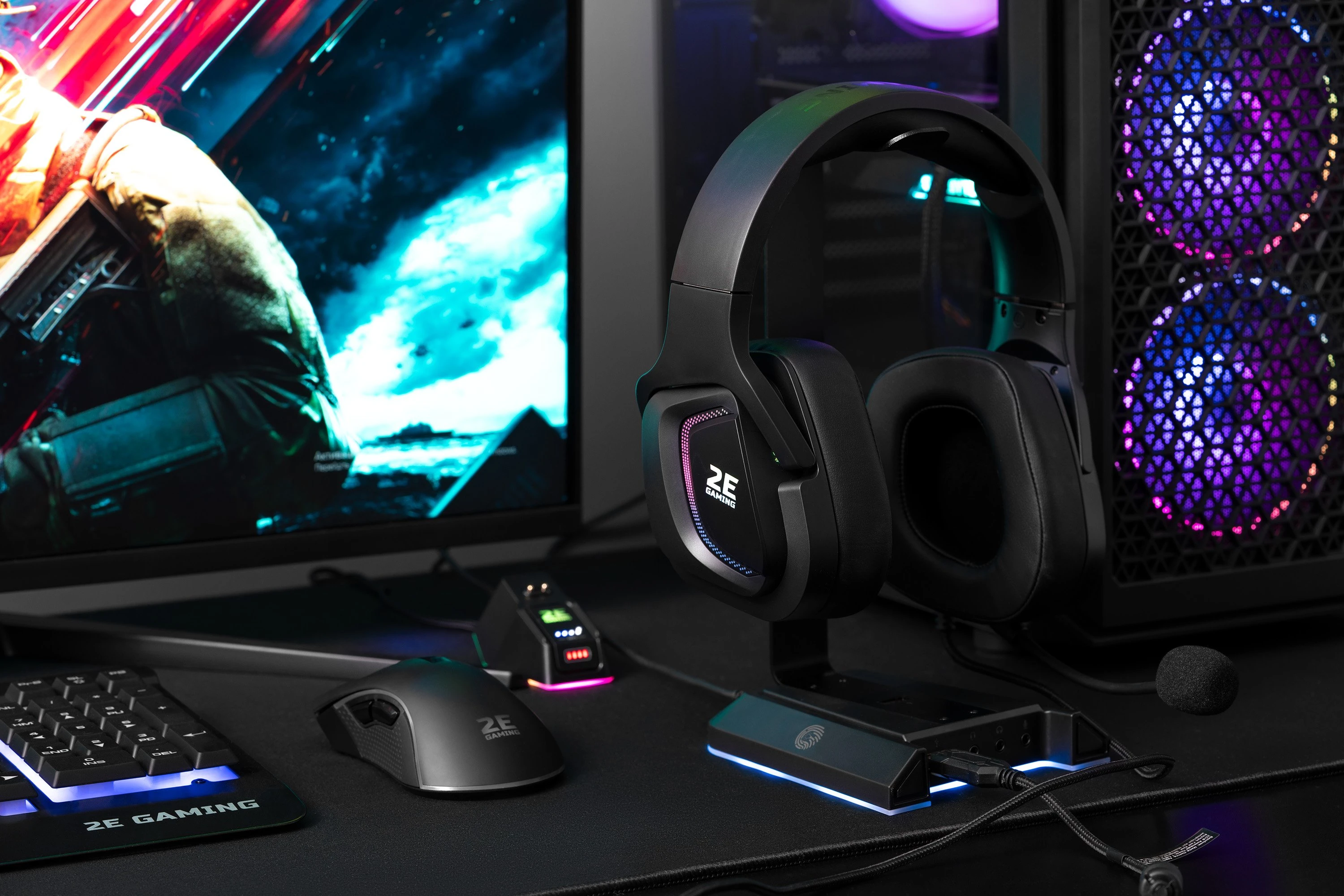 Гарнітура ігрова 2E GAMING HG340, 7,1, USB-A, RGB, 2м, чорний - 2