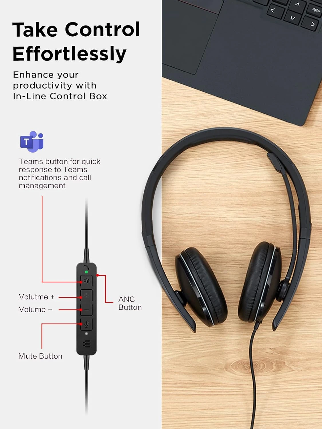 Гарнітура Lenovo Wired ANC Headset Gen 2 (Teams) - 3