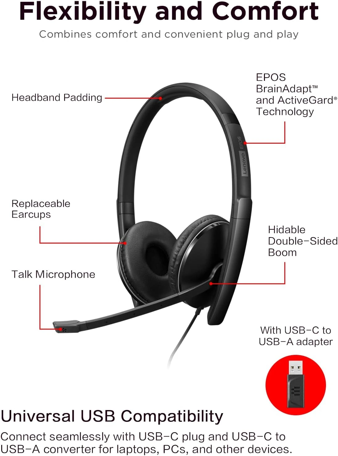 Гарнітура Lenovo Wired ANC Headset Gen 2 (Teams) - 2