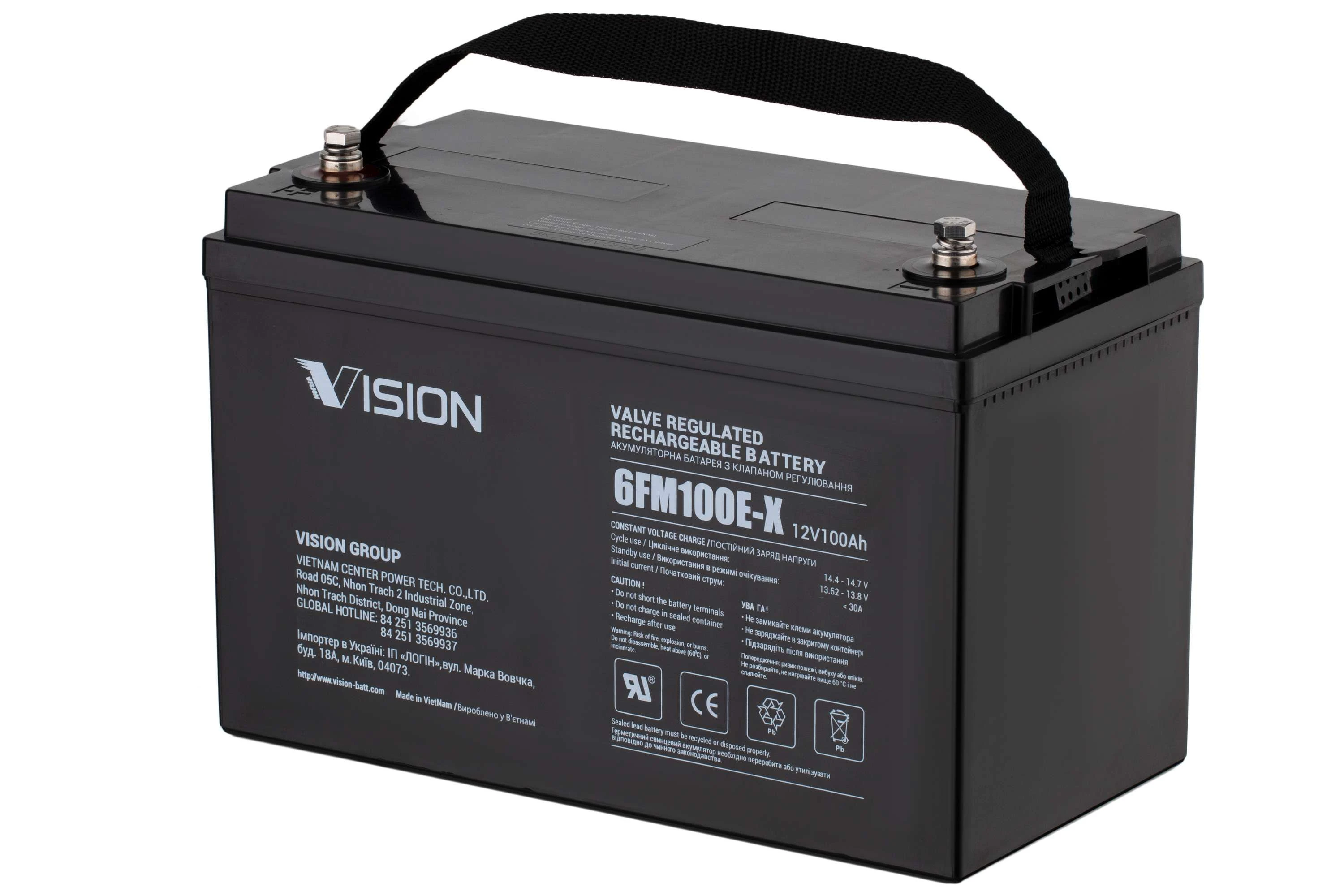 Акумуляторна батарея Vision FM, 12В, 100А•год, AGM