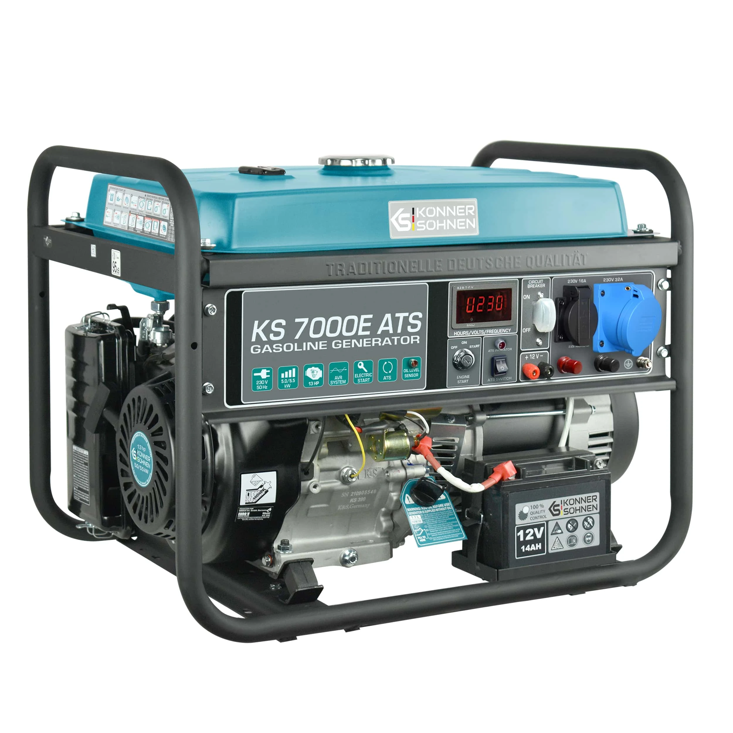 Генератор бензиновий Konner&Sohnen KS 7000E ATS, 230В, 5.5кВт, АВР(ATS), електростартер, 76.8кг - 2
