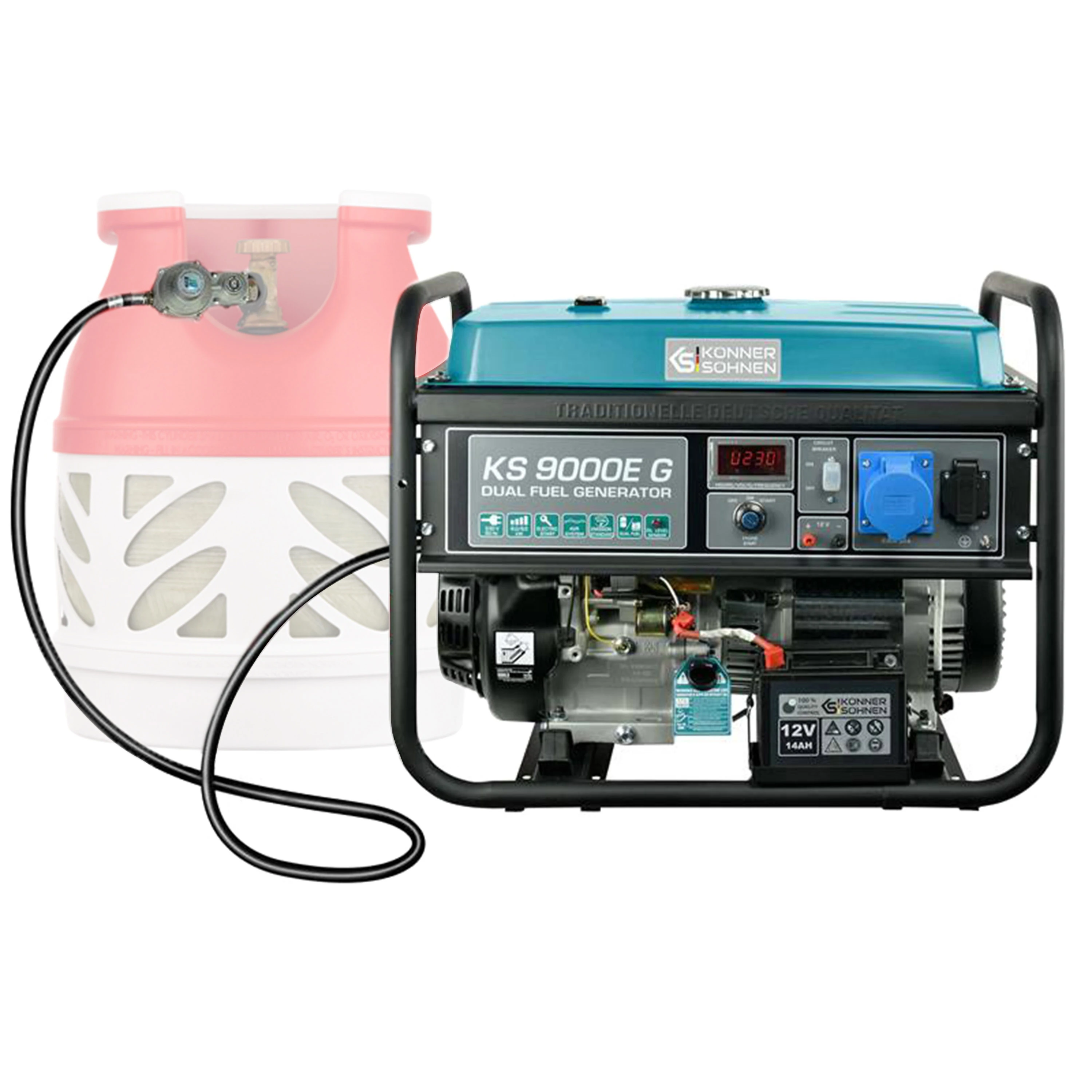 Генератор газобензиновий Konner&Sohnen KS 9000E G, 230В, 6.5кВт, електростартер, 83.0кг