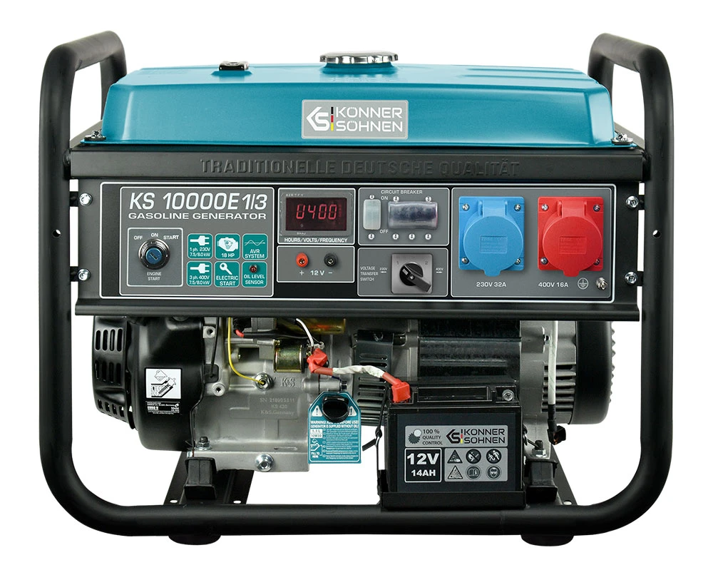 Генератор бензиновий Konner&Sohnen KS 10000E 1/3, 230/400В, 8.0кВт, 34.78/14.45А, електростартер, 88